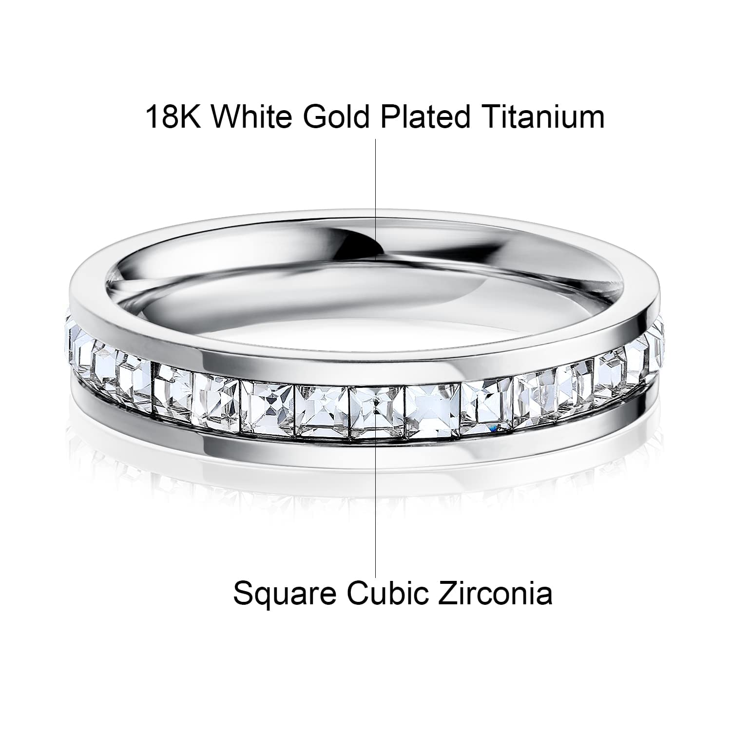 VOLUKA Eternity Band Rings for Women & Men - Platinum Plated Spinner Wedding Bands, Stackable Rings for Couples (Size 5-10) - Perfect for Anniversaries, Engagements & Everyday Wear
