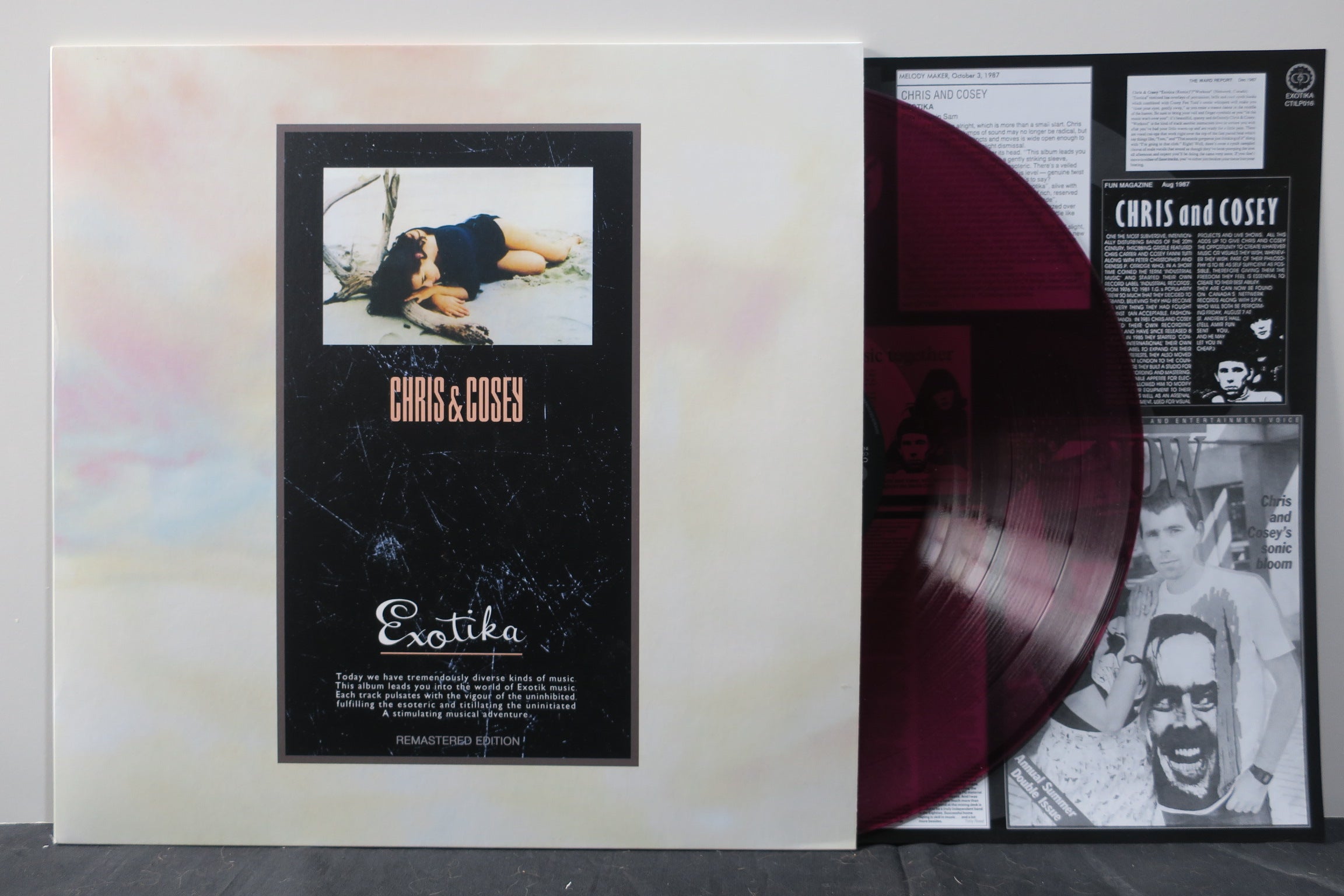 CHRIS & COSEY 'Exotika' Remastered MAGENTA Vinyl LP (Throbbing Gristle) - Limited Edition Collectible Record for Music Enthusiasts & Vinyl Collectors - Perfect for Home Listening, DJ Sets & Music Collections