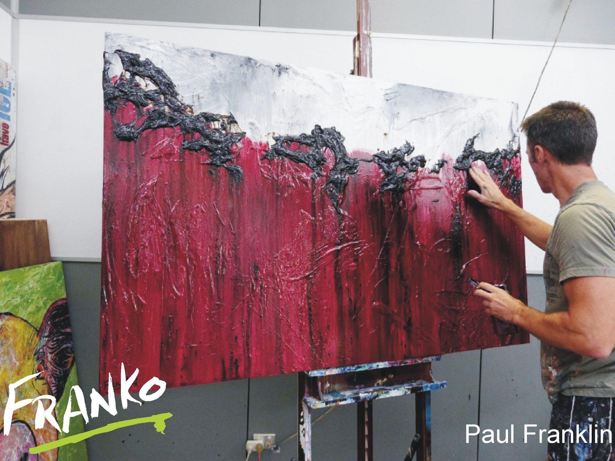 Scarlet Rush 160cm x 100cm Abstract Painting in Burnt Red & Burgundy - Modern Wall Art for Living Room, Bedroom & Office Decor