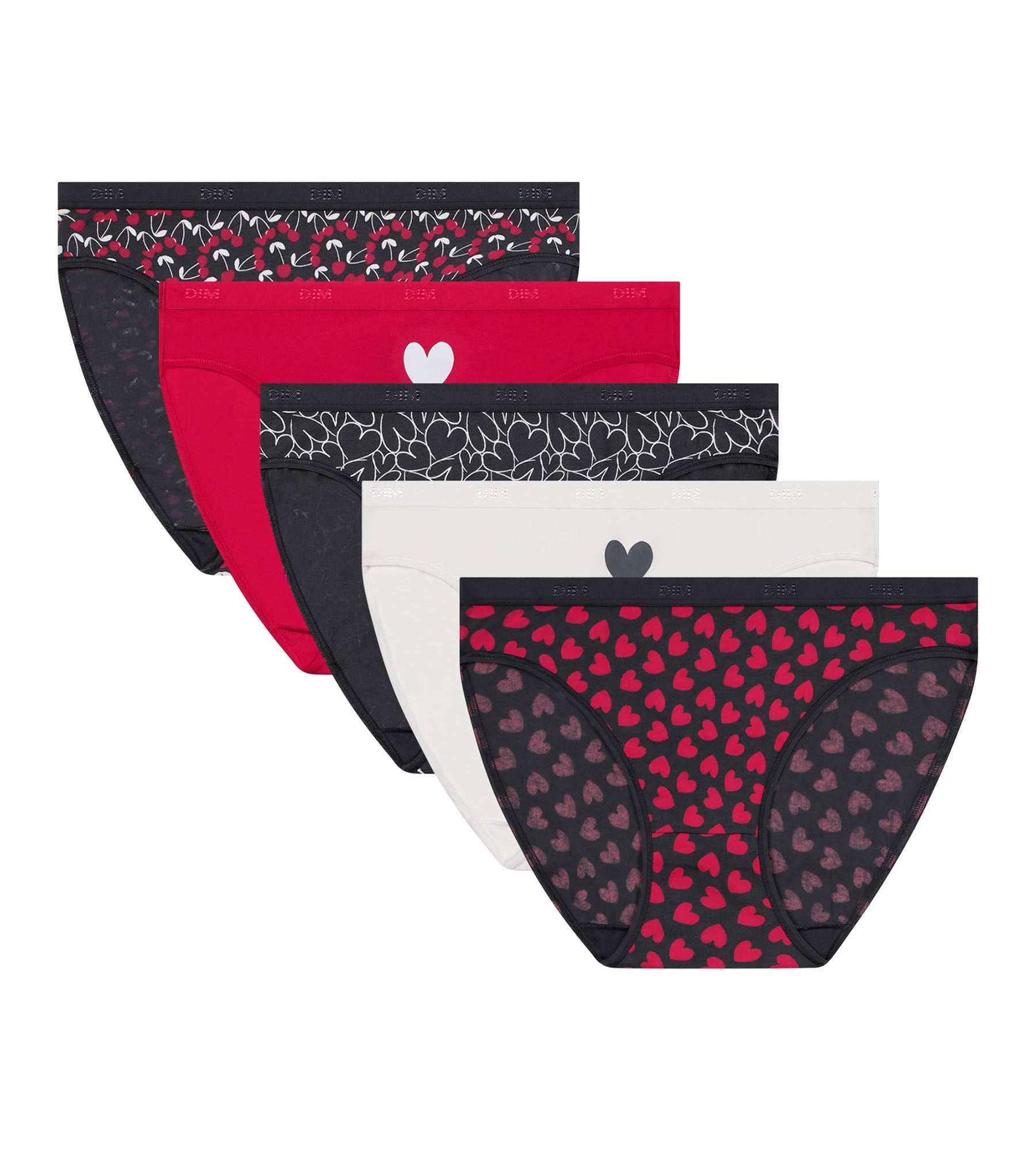 5 Pack Women's Cotton Stretch Heart Print Underwear - Soft & Comfortable Panties for Everyday Wear, Sleep & Lounge