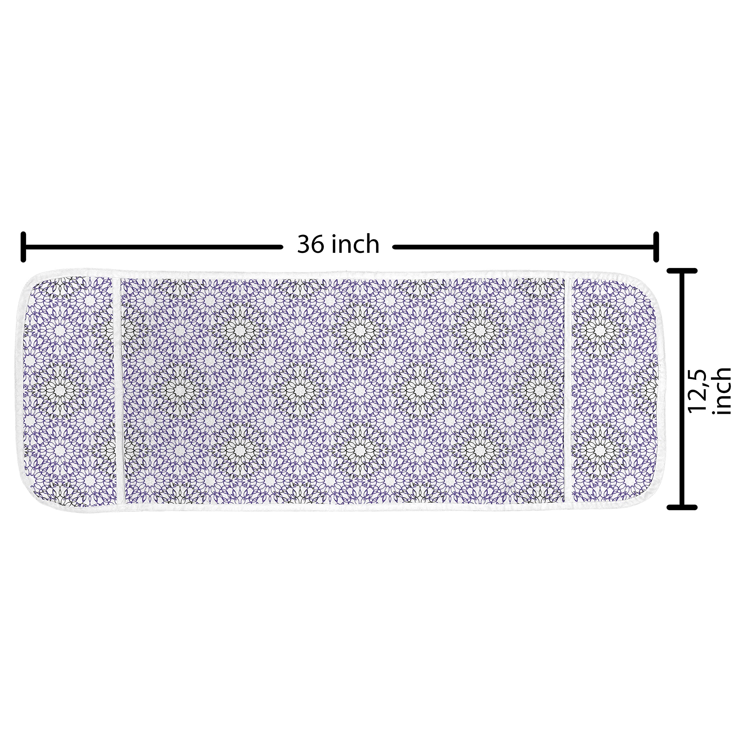 Ambesonne Abstract Microwave Cover - Waterproof Mandala Floral Pattern Kitchen Organizer with Pockets, 36x12 Inches, White & Violet - Perfect for Protecting Appliances & Adding Boho Decor to Modern Kitchens
