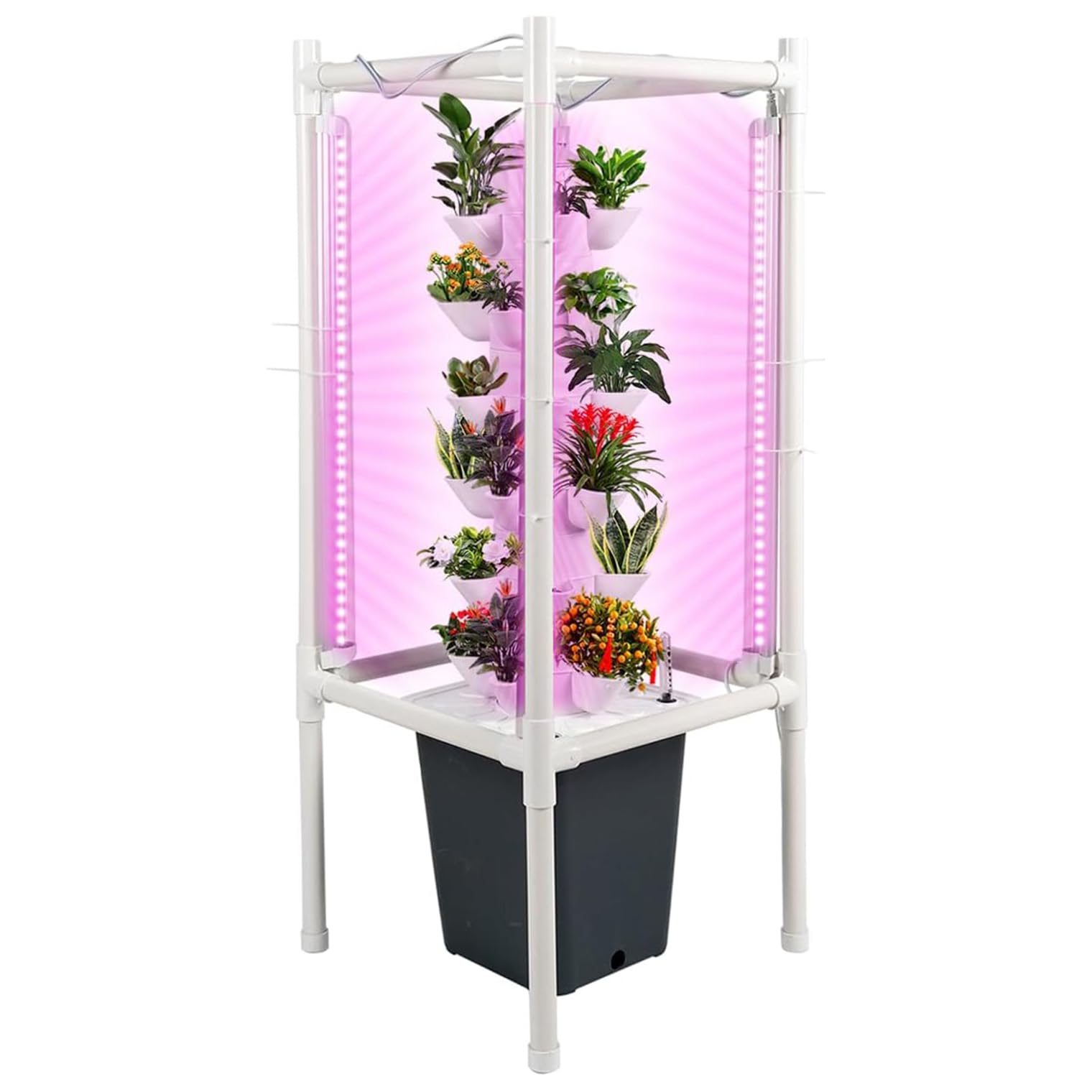 Hydroponic Tower Garden Growing System - 30 Pods Indoor Vertical Planter with Pump for Herbs, Fruits, Vegetables | Smart Gardening Kit for Home, Kitchen, Balcony | Perfect for Urban Farming & Organic Lovers (White)