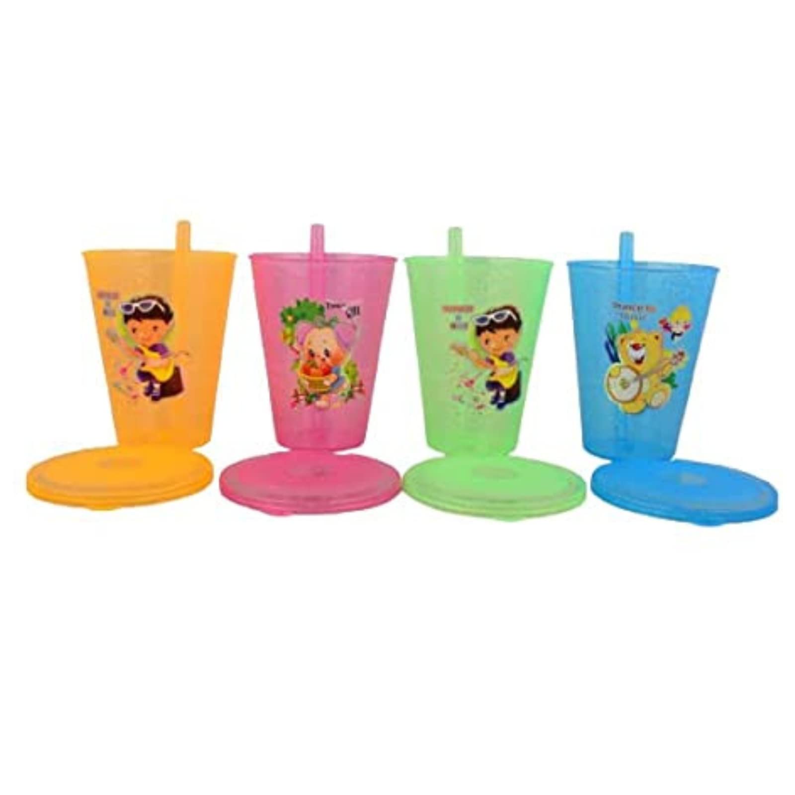 **Tekzie 4-Pack Kids Acrylic Sipper Cups with Lids - Leak-Proof, BPA-Free for Water, Milk & Juice - Travel, School & Home Use (Multicolor)**