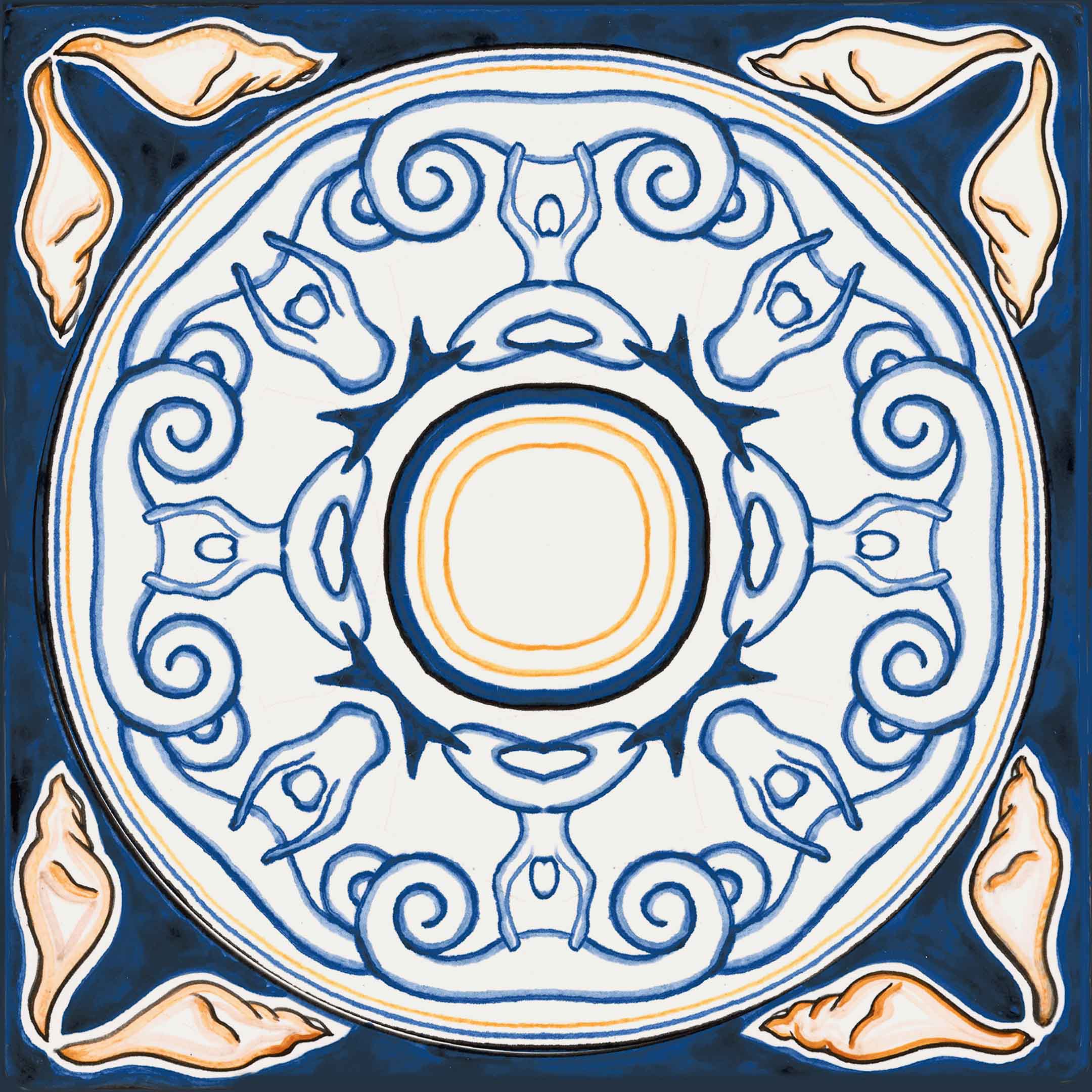 Vita Sole Mix Spanish Encaustic Tile - Handmade Cement Floor & Wall Tiles for Kitchen, Bathroom, Patio & Outdoor Decor