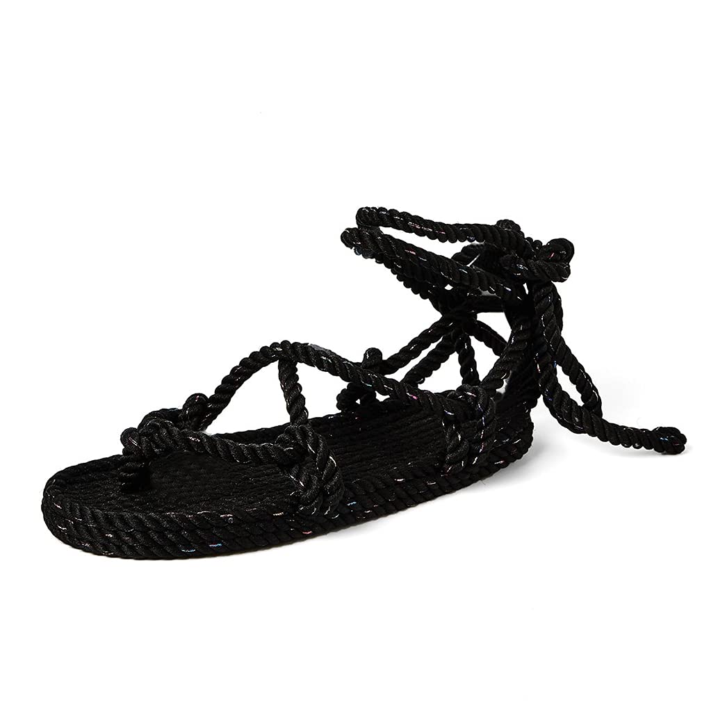 Huntarry Women's Lace Up Espadrilles Thong Sandals - Comfortable Casual Walking Shoes with Soft Sole | Perfect for Beach, Vacation & Summer Outfits