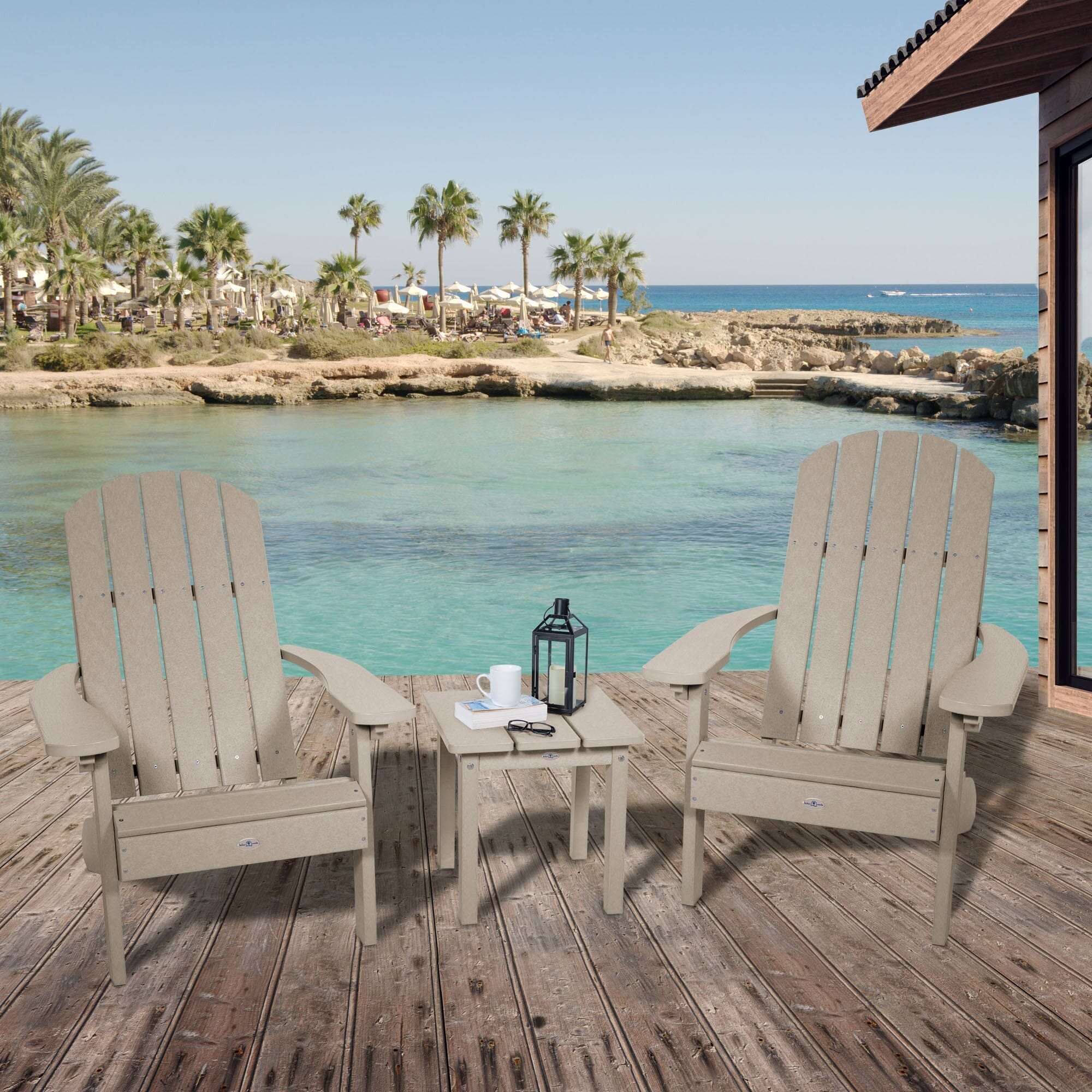 Classic Adirondack Chair Set with Side Table - 2-Piece Outdoor Patio Furniture for Garden, Deck, and Backyard Relaxation