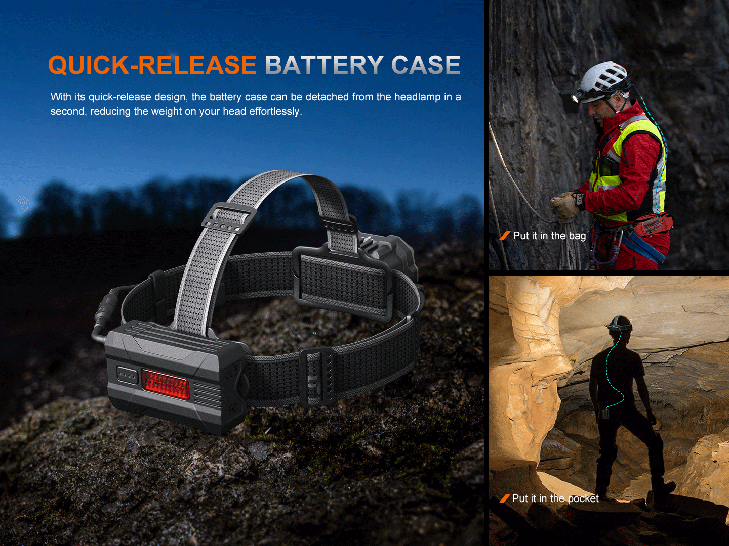 Fenix HP35R 1200 Lumen Rechargeable Headlamp for Search and Rescue, Camping, Hiking & Outdoor Adventures - Waterproof LED Headlight with Red Light Mode