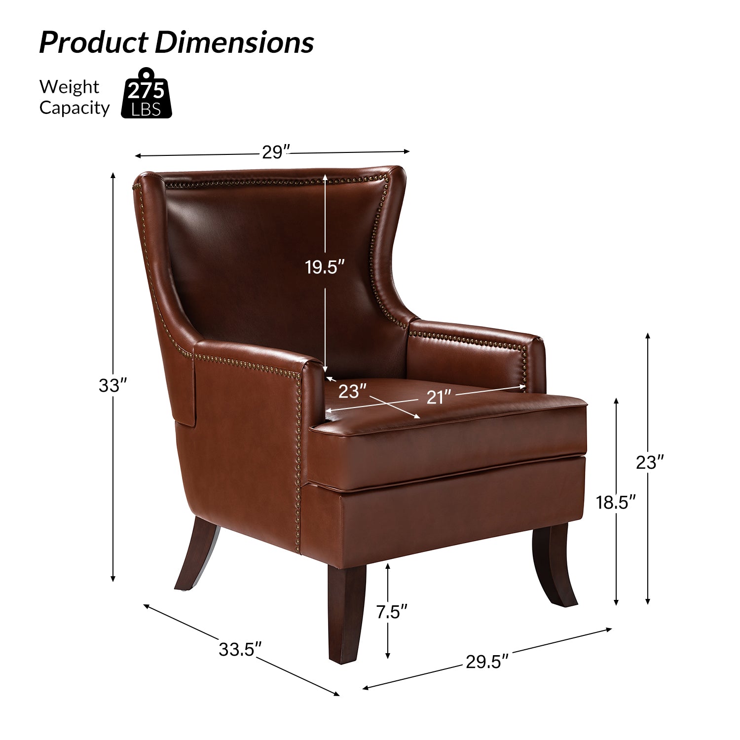 Mid Century Modern Vegan Leather Accent Armchair - Aurelia Stylish Lounge Chair for Living Room, Office & Reading Nook