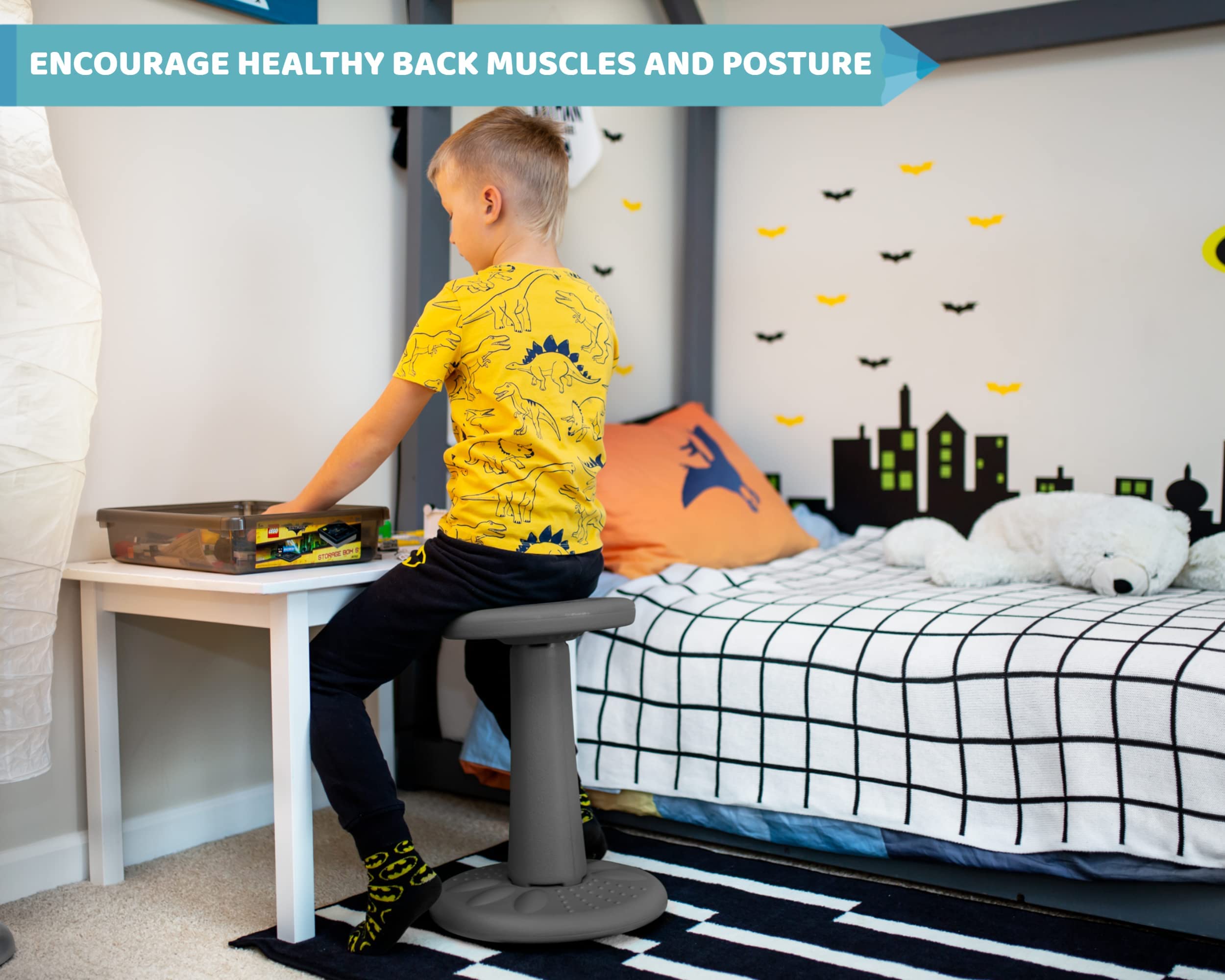 ActiveChairs Kids Wobble Stool - Flexible Classroom Seating for Improved Focus & Posture | ADHD/ADD Friendly Fidget Desk Chair for Ages 7-12 | 17.75