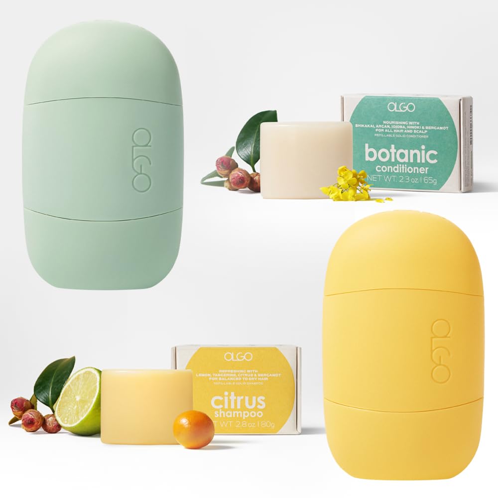Vegan Certified Citrus Shampoo Stick & Botanic Conditioner Set - Soap Free Solid Shampoo for Normal to Dry Hair with Nourishing Conditioner - Perfect for Travel, Gym & Eco-Friendly Hair Care Routine
