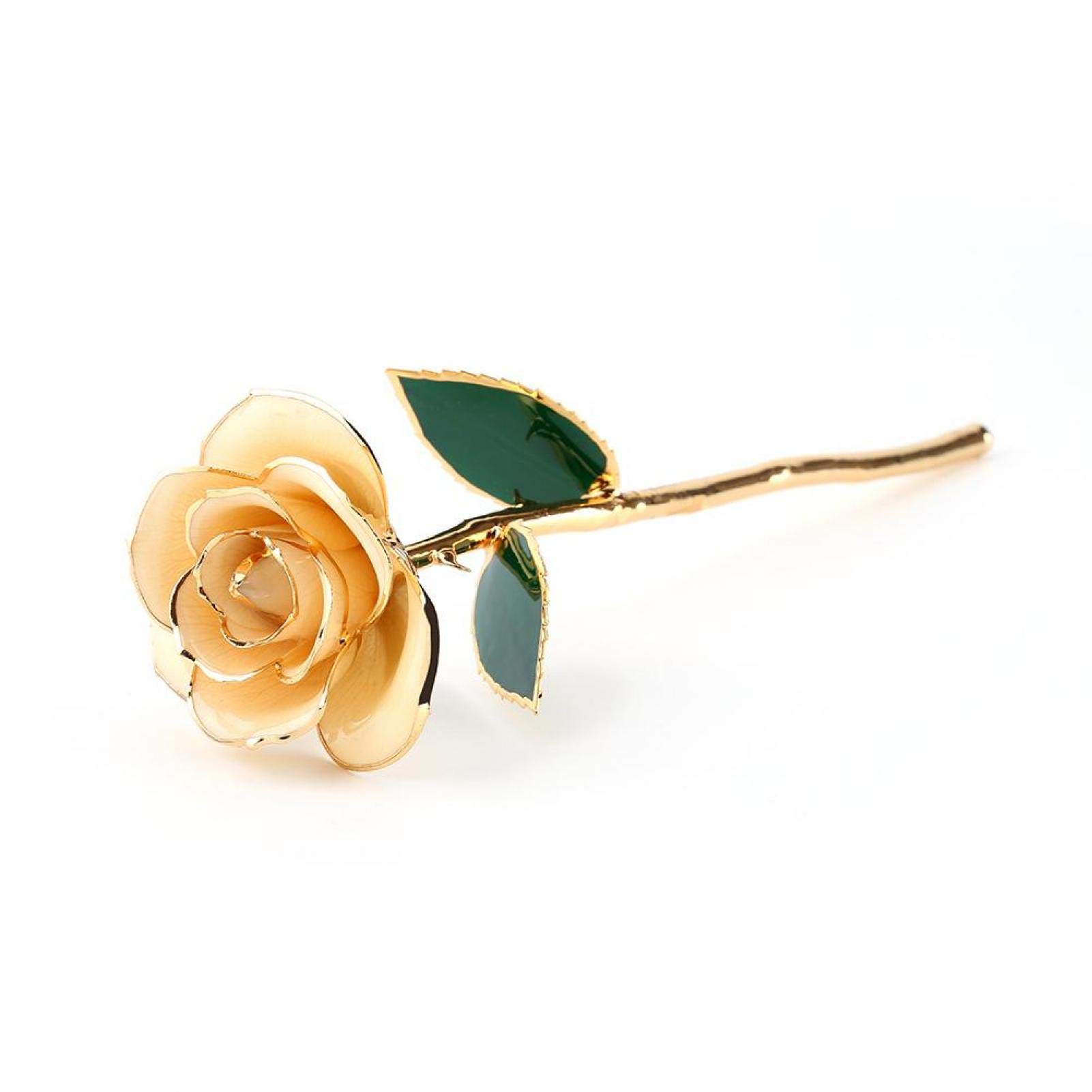24k Gold Dipped Rose - Real Everlasting Rose with Long Stem & Exquisite Holder, Romantic Valentine's Day Gift for Her, Anniversary & Mother's Day Present - Perfect for Wedding Decor, Anniversary Surprise & Luxury Home Display