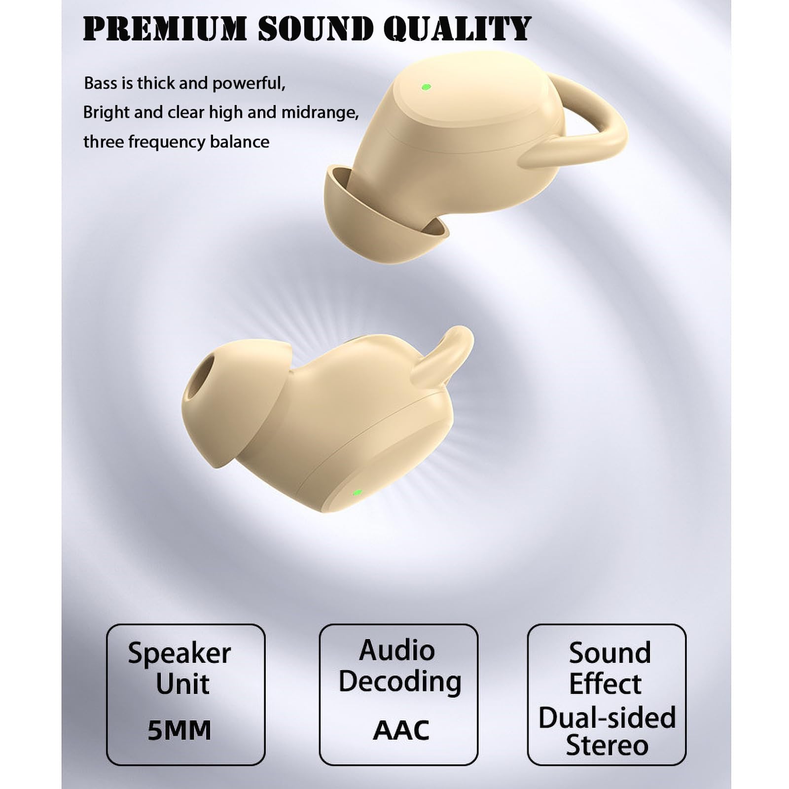 Best Invisible Wireless Bluetooth 5.2 Earbuds - Ultra Small & Lightweight Tiny Headphones for Small Ears, Comfortable All-Day Wear for Work, Gym, Running & Travel
