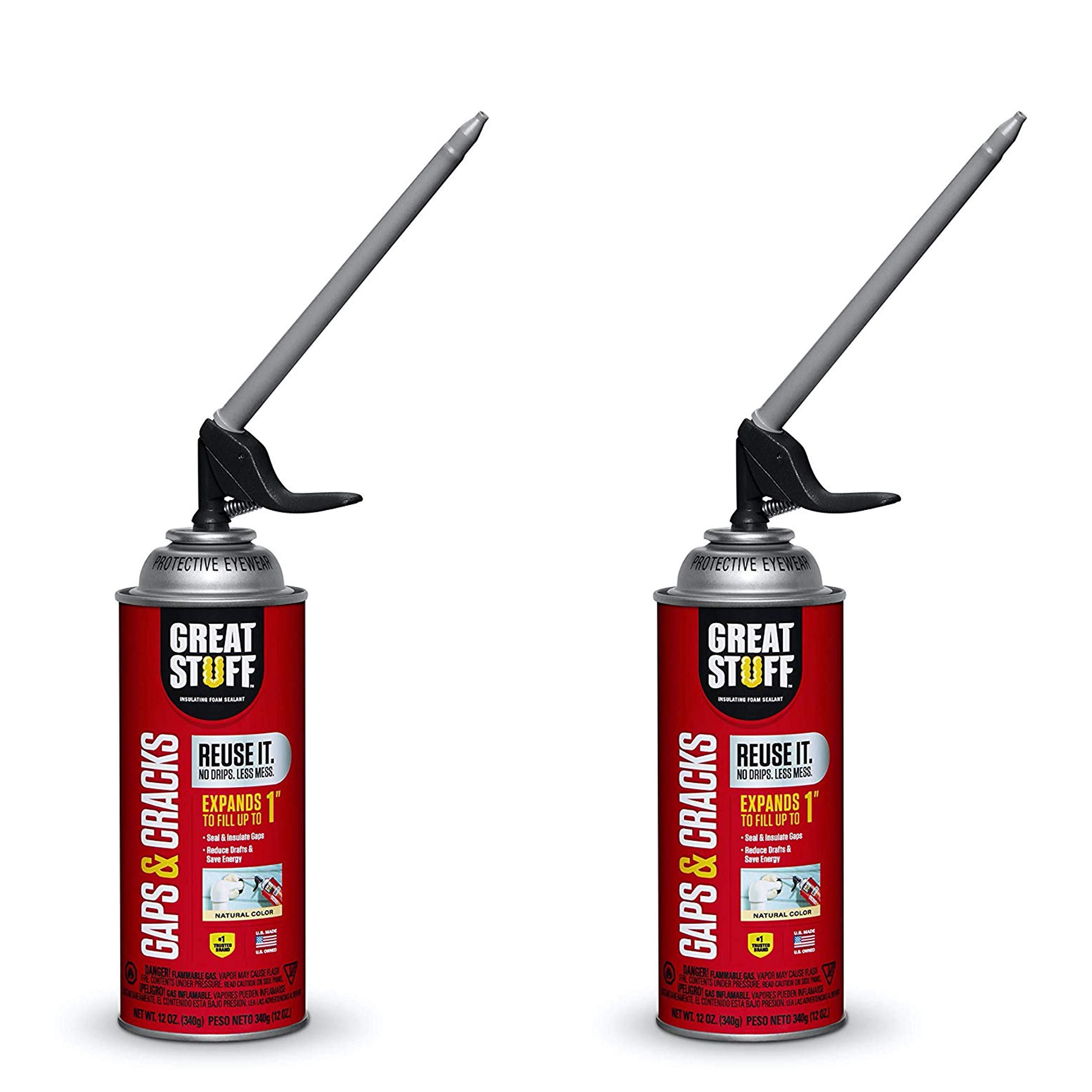 Great Stuff 99108824 Smart Dispenser Gaps & Cracks Foam Sealant (2-Pack) - Perfect for Home Insulation, Weatherproofing & DIY Repairs