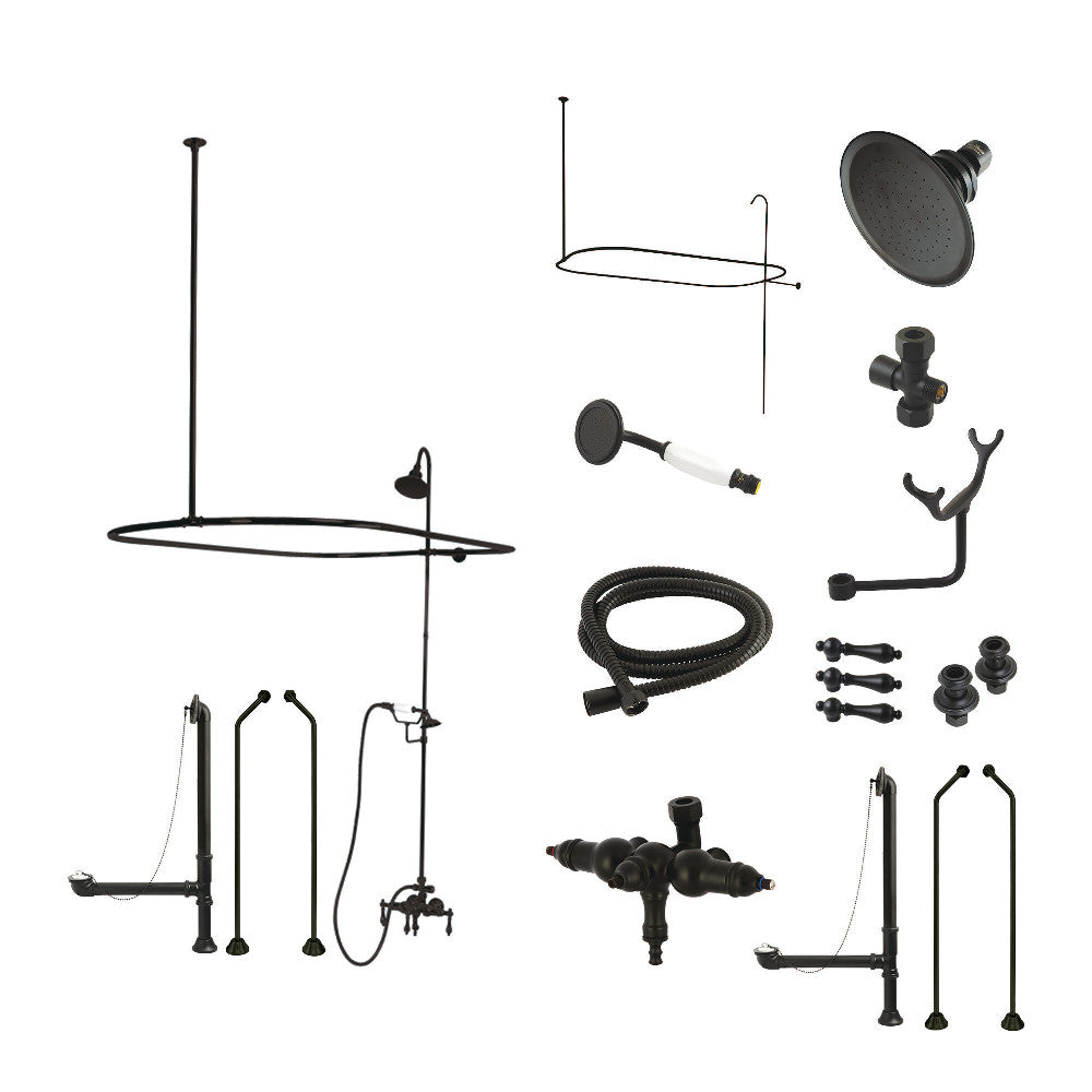 Kingston Brass CCK3185AL Vintage Clawfoot Tub Faucet Set with Down Spout - Antique Style Bathroom Fixture for Classic & Modern Bathrooms