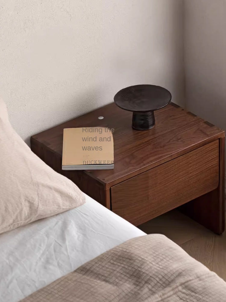 Modern Solid Wood Nightstand - Black Walnut & Ash Wood Bedside Table for Bedroom, Living Room, or Office - Stylish and Functional Storage Furniture