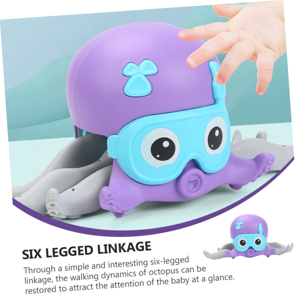 VICASKY 5-Pack Wind Up Swimming Octopus Toys - Purple Plastic Diving Bath Toys for Kids, Boys & Girls - Fun Pool, Bathtub & Beach Water Play for Toddlers