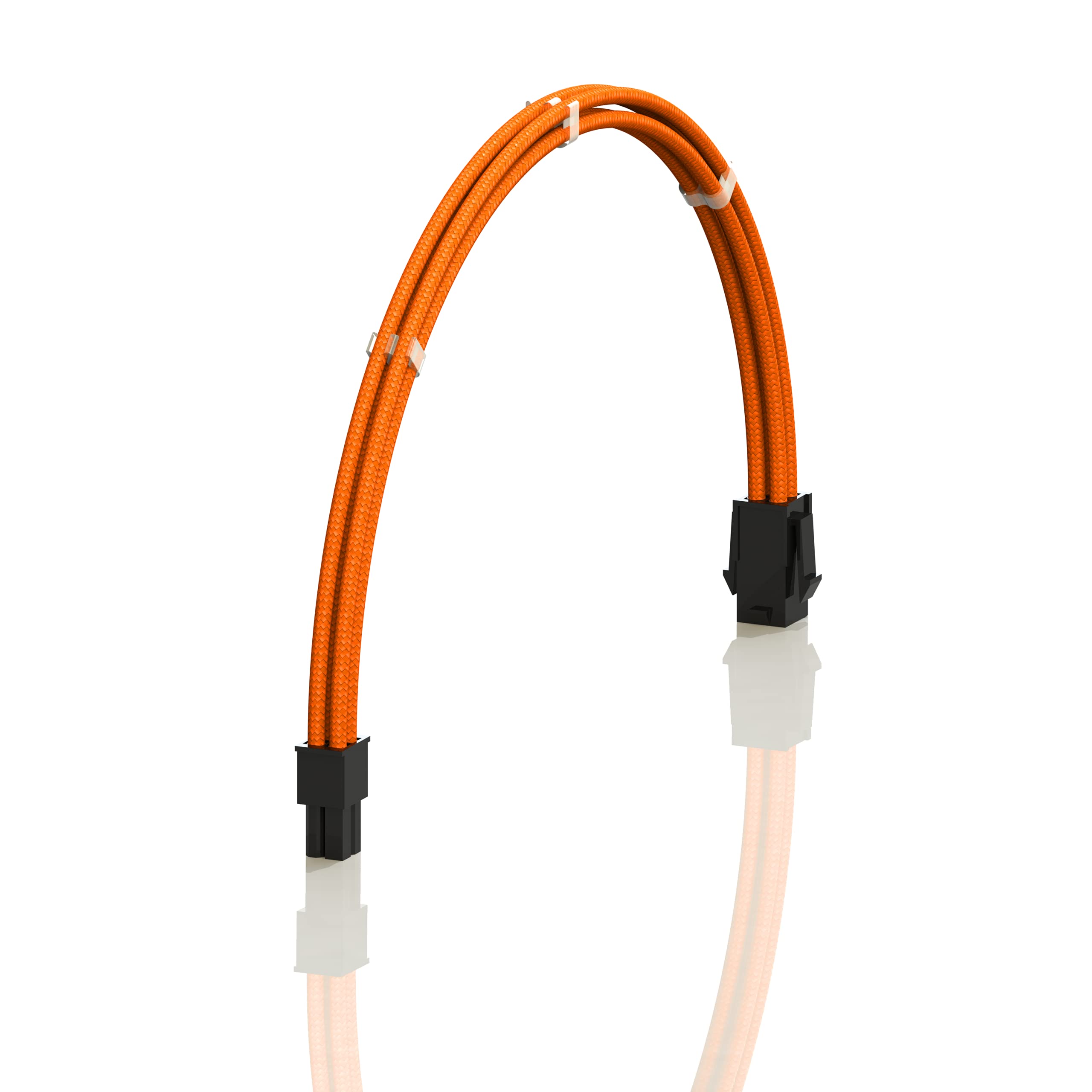 LINKUP - AVA 50cm EPS 4 Pin CPU ATX Motherboard PSU Power Supply Braided Sleeved Custom Mod PC Extension Cable with Combs | Strong & Stiff Design | Single Pack | 500mm - Orange | Perfect for Gaming PC, Workstation & Custom Computer Builds