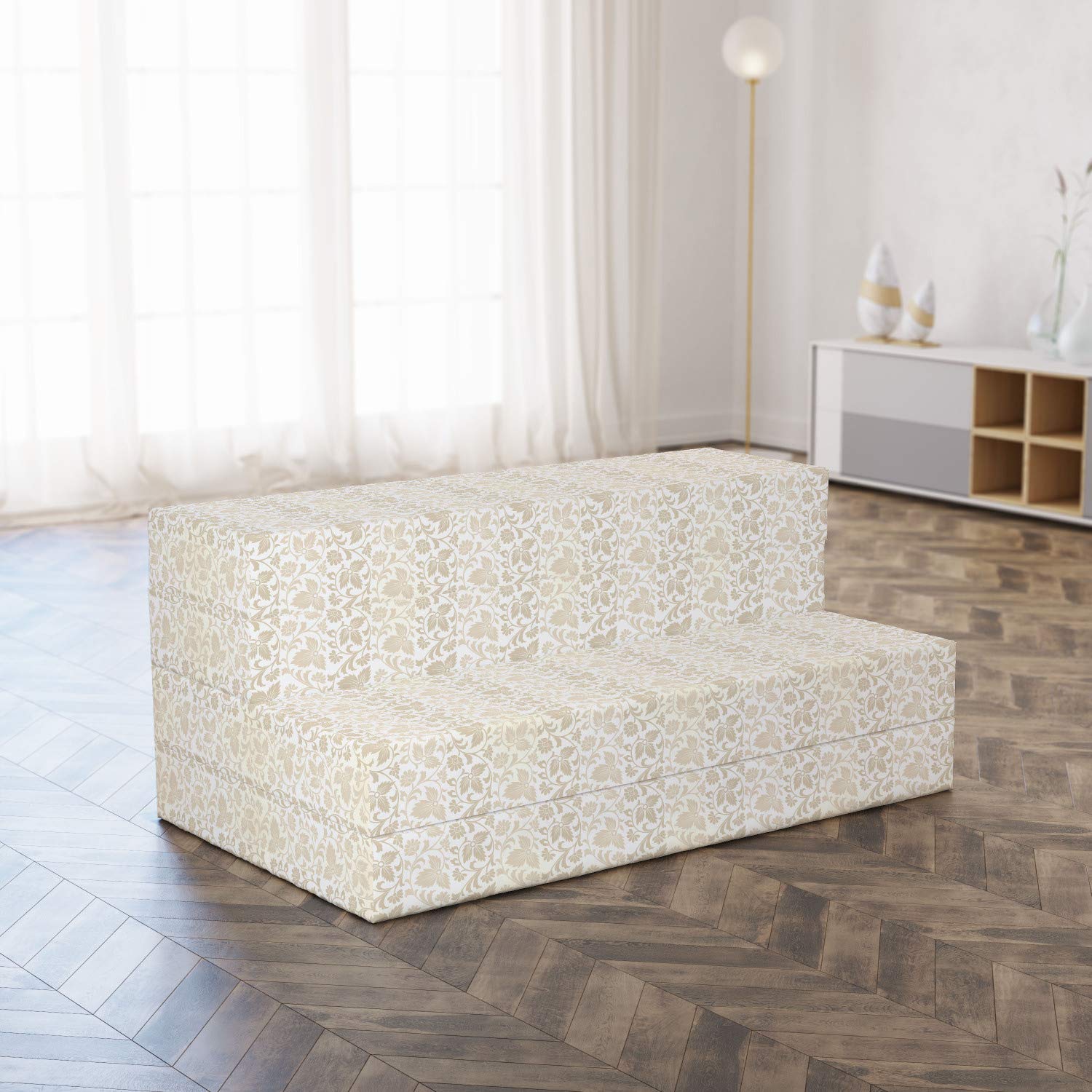 Ambesonne Victorian Foldable Mattress - Retro Swirl Floral Design, 78.7