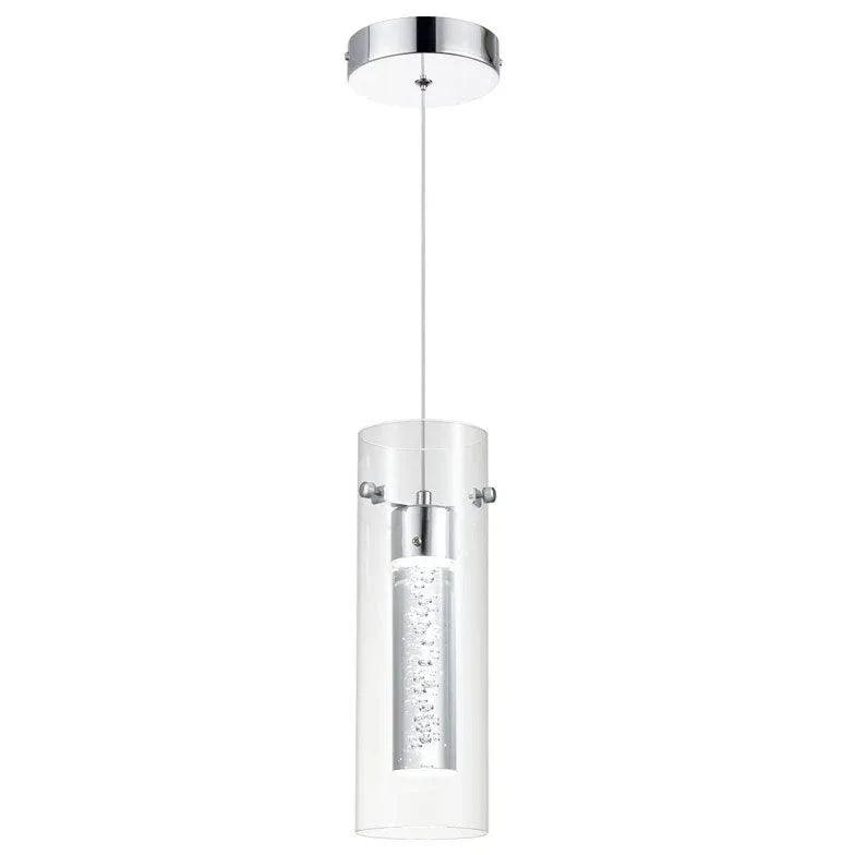 Clear Cylinder Glass Pendant Light Fixture - Modern Hanging Lamp for Kitchen Island, Dining Room & Bar Lighting