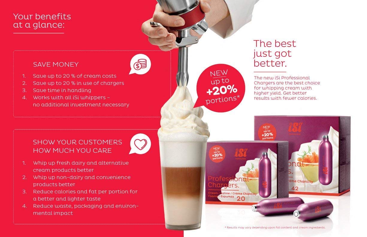 iSi N2O Professional Purple Steel Cream Chargers (24-Pack) - Premium Whipped Cream Dispenser Cartridges for Desserts, Coffee & Cocktails