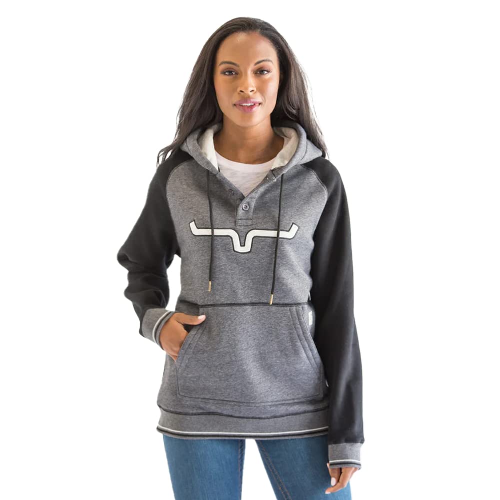Kimes Ranch Women's Charcoal Grey Amigo Pullover Hoodie - Soft Fleece Hooded Sweatshirt for Casual Wear & Outdoor Activities