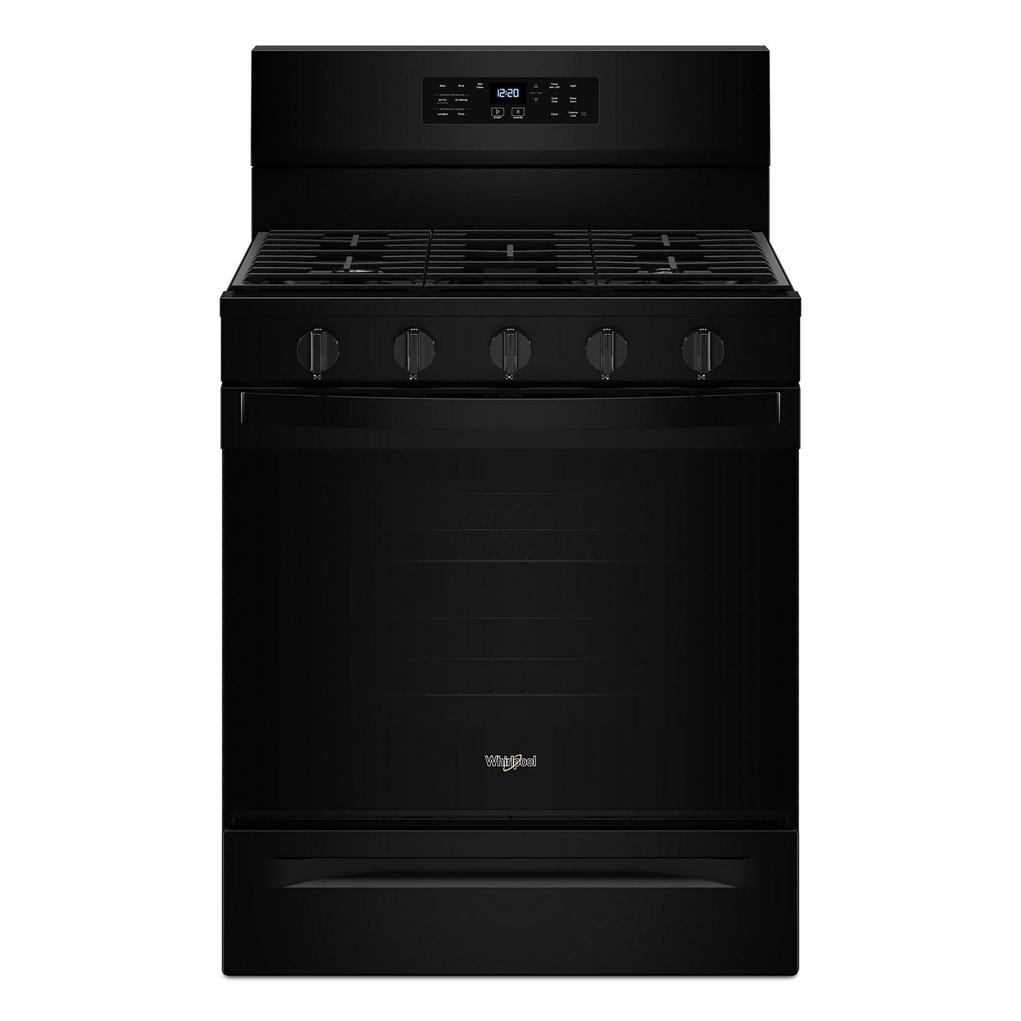 Whirlpool WFGS5030RB 30-Inch Black Gas Freestanding Range - 5.0 Cu. Ft. Oven Capacity, Sealed Burners, Continuous Grates - Perfect for Home Kitchens & Professional Cooking