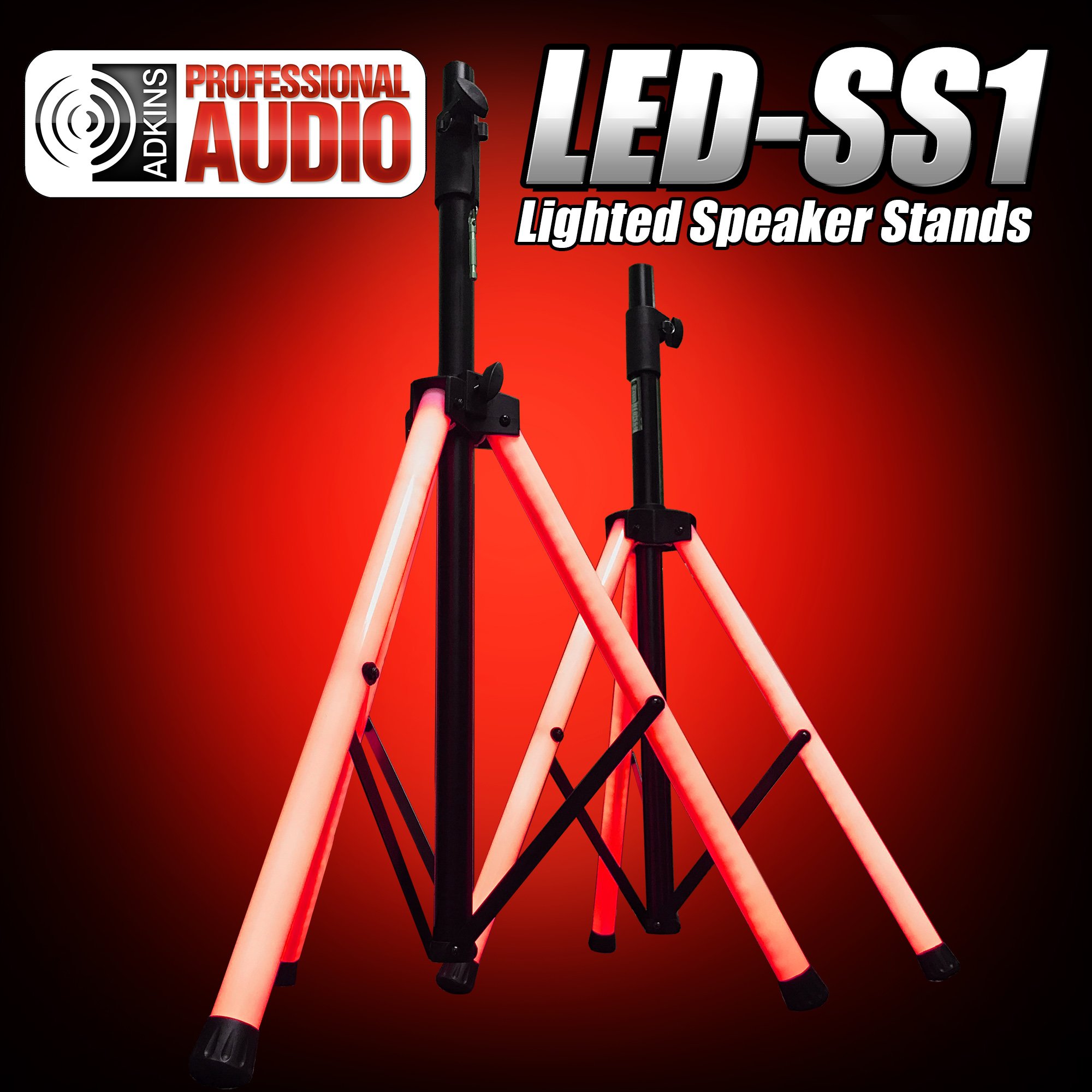 15 Inch Professional DJ Speaker Pair with Stands & LED Lights – Adkins DJSYS-81 – Perfect for Nightclubs, Parties & Live Events
