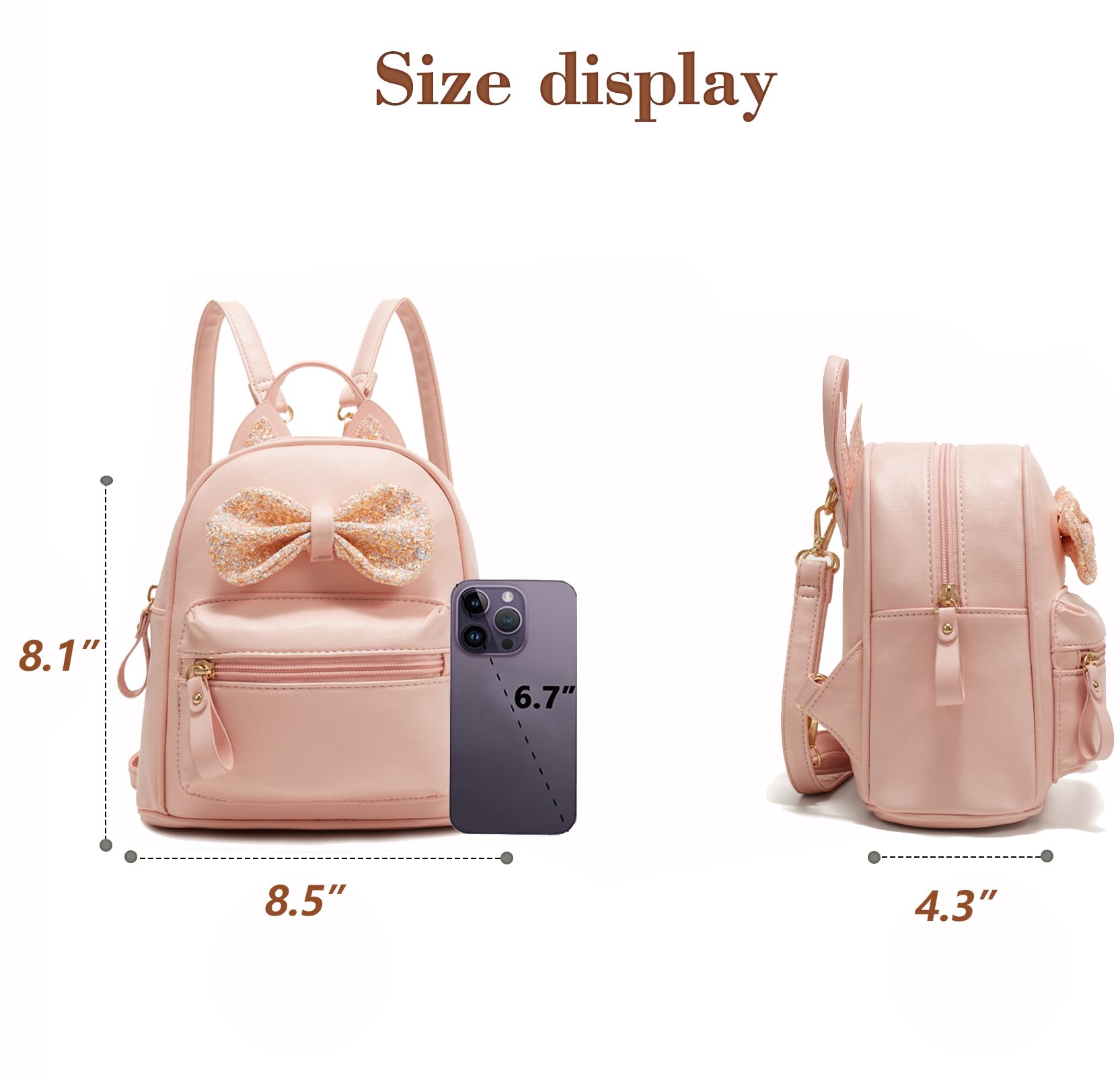 Cute Mini Backpack for Girls - Small Cat Backpack Purse for Teens & Kids - Toddler Bookbag for School, Travel & Daily Use
