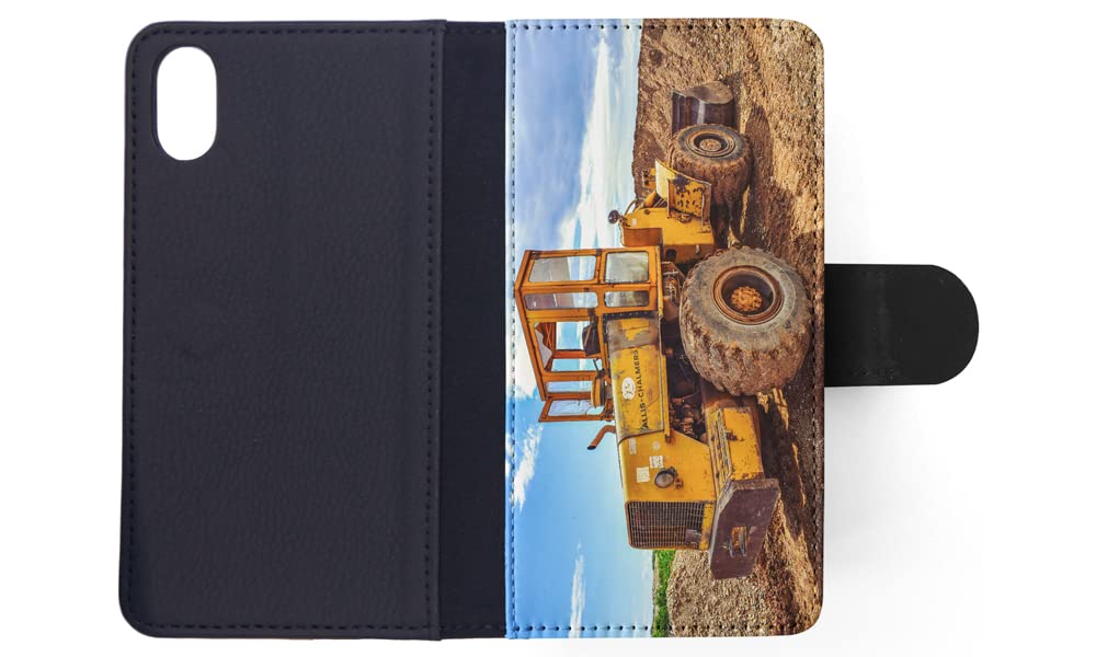 Cool Farmers Yellow Tractor Flip Wallet Phone Case for Apple iPhone X/Xs - Durable Protective Cover with Card Slots | Perfect for Farming Enthusiasts & Outdoor Activities