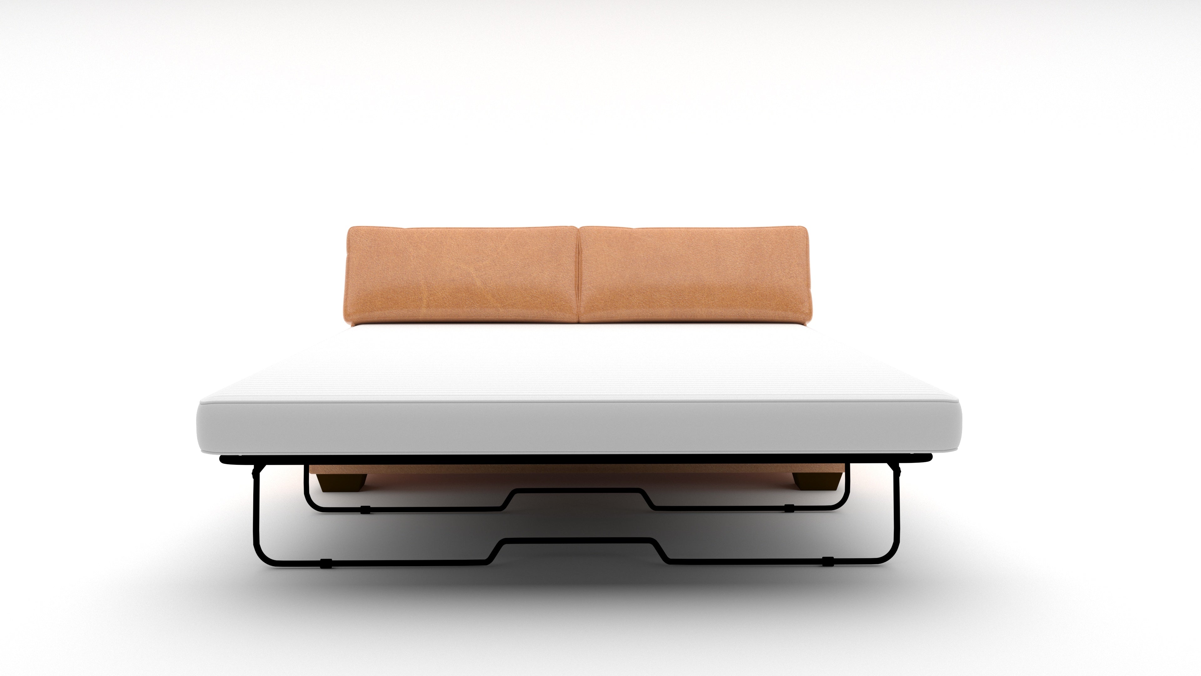 Genuine Leather Armless Full Sleeper Loveseat - Modern Track Design for Small Spaces | Perfect for Apartments, Living Rooms & Guest Rooms