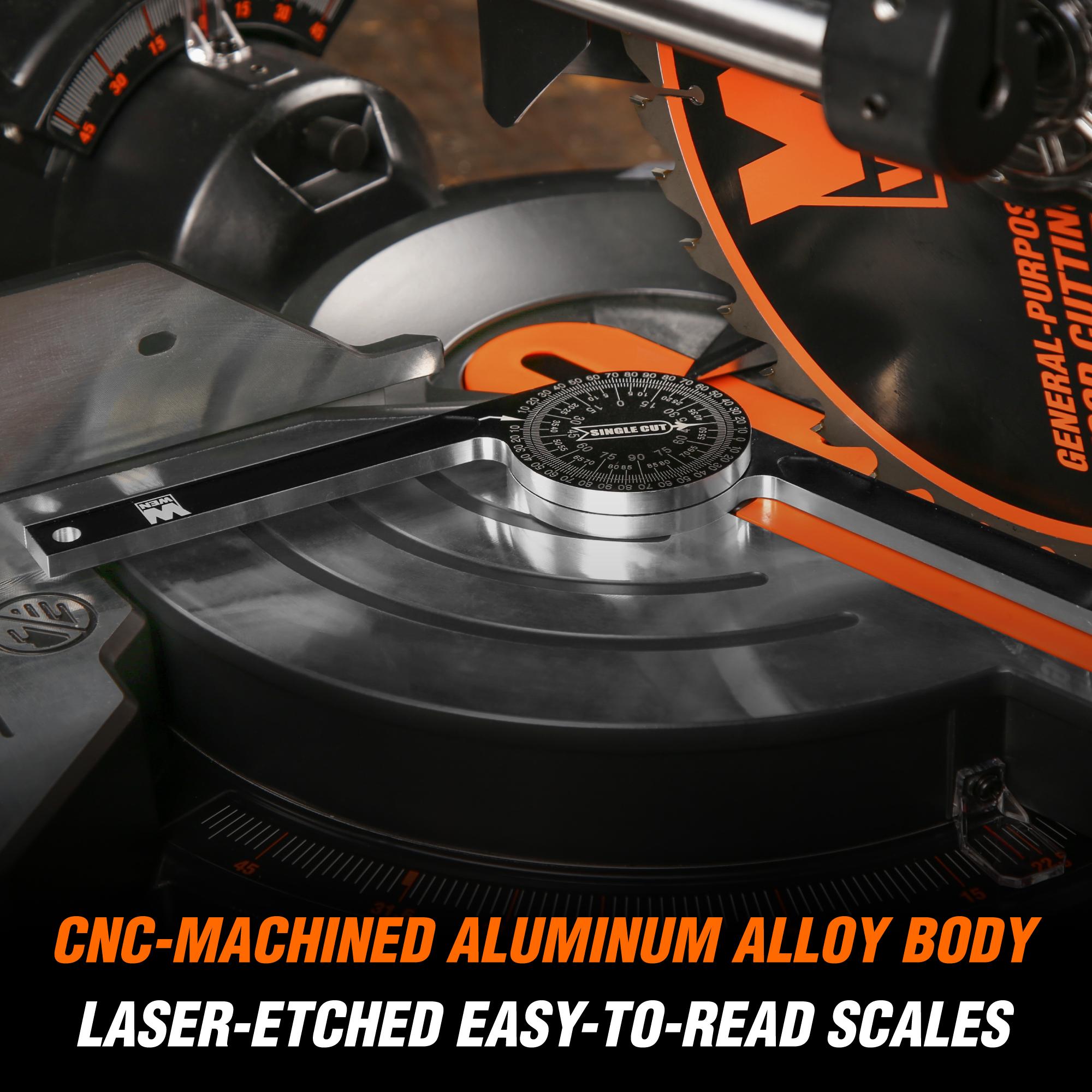 WEN ME175P 7.25 Inch Aluminum Alloy Miter Saw Protractor with Laser Engraved Scales - Precision Angle Measuring Tool for Woodworking, Carpentry & DIY Projects