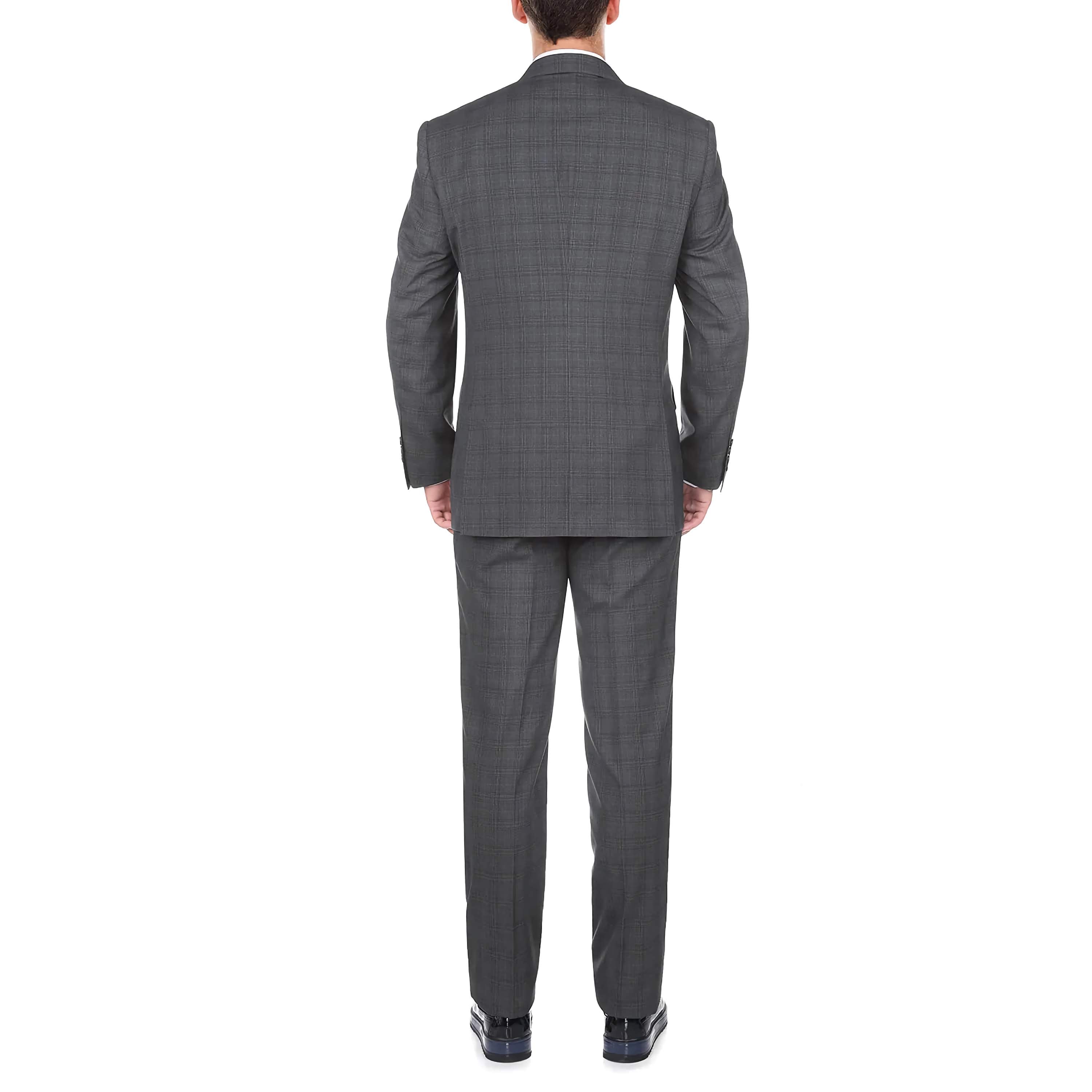 Men's 3-Piece Gray Glen Plaid Suit - 2 Button Regular Fit Business Formal Attire for Weddings, Office & Special Occasions