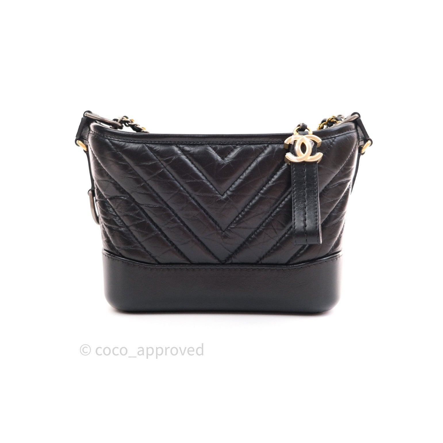 Chanel Small Gabrielle Hobo Bag in Black Calfskin with Chevron Pattern & Mixed Hardware - Luxury Crossbody Purse for Women, Perfect for Date Night & Evening Events