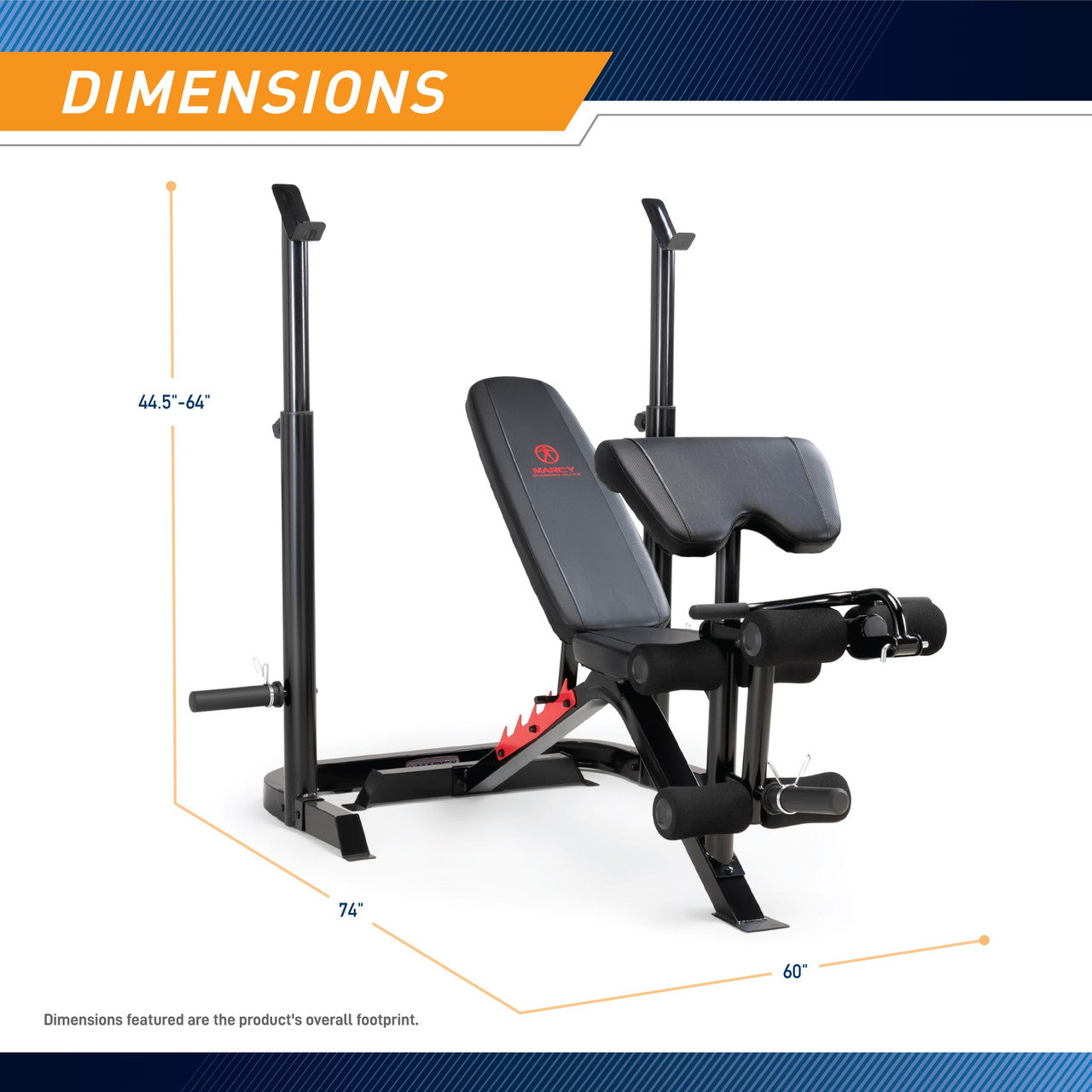 Marcy MD 7836 Olympic Weight Bench with Squat Bar Catch - 2-Piece Home Gym Equipment for Strength Training & Powerlifting Workouts