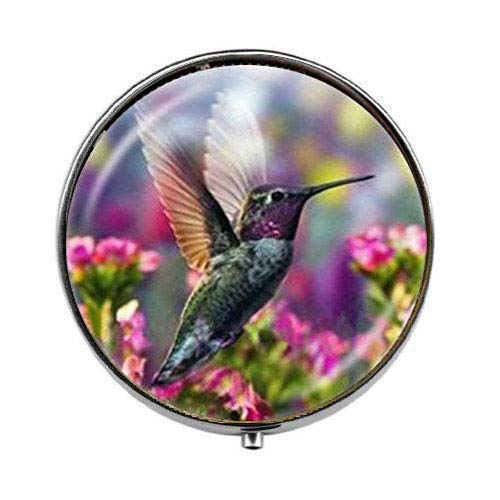 Vibrant Hummingbird Art Photo Pill Box - Elegant Glass Candy & Jewelry Storage Box - Perfect for Travel, Home Decor & Gift Giving