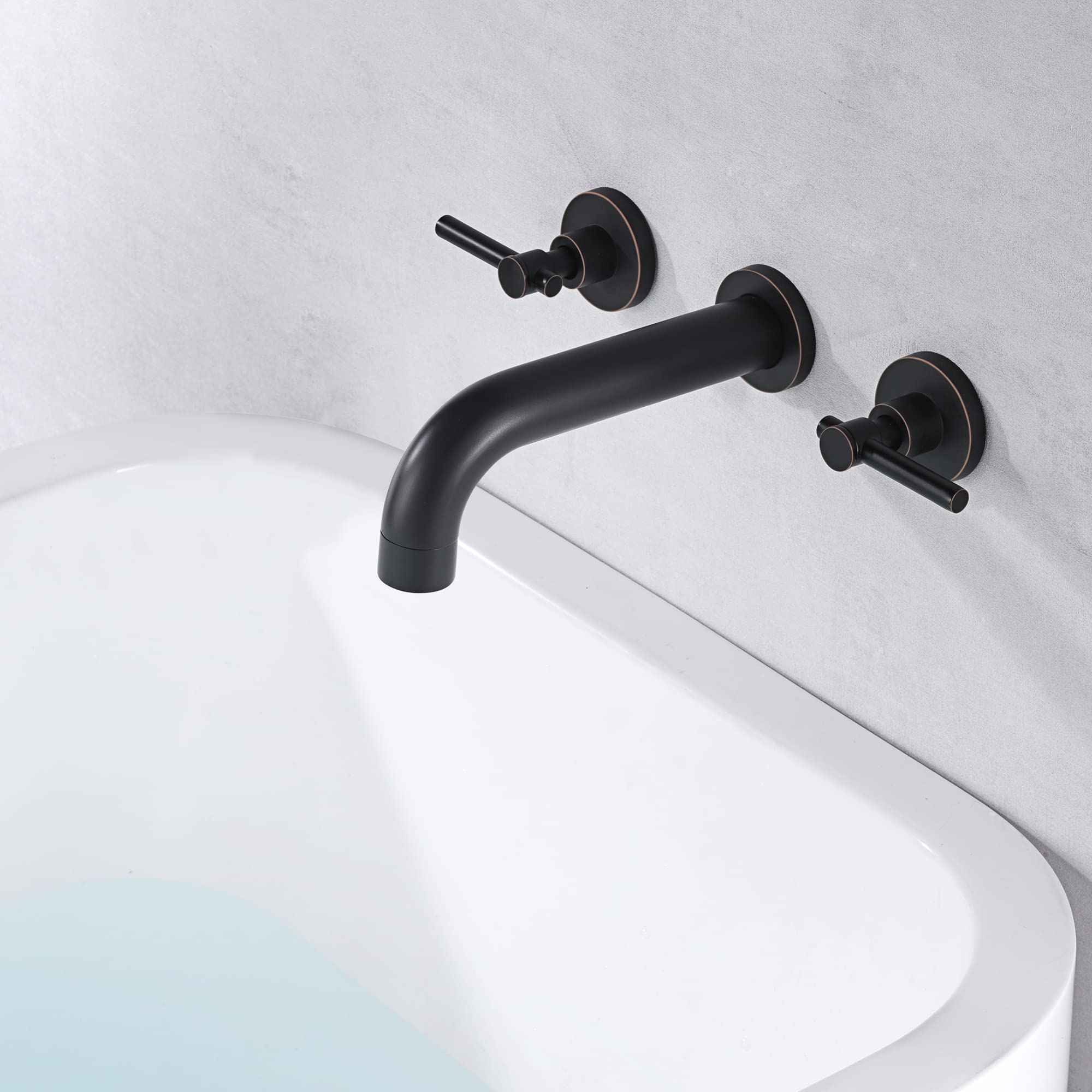 Sumerain Oil Rubbed Bronze Wall Mount 3-Hole Bathtub Faucet with Lever Handles - Perfect for Bathroom Renovation, Spa Retreat & Luxury Tub Filling