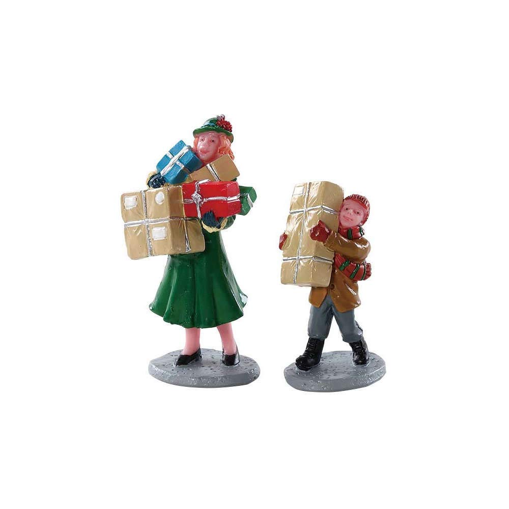 Lemax Christmas Rush Village Set of 2 - Miniature Holiday Display for Christmas Tree, Mantel, or Tabletop Decor - Perfect for Festive Home and Office Decorations