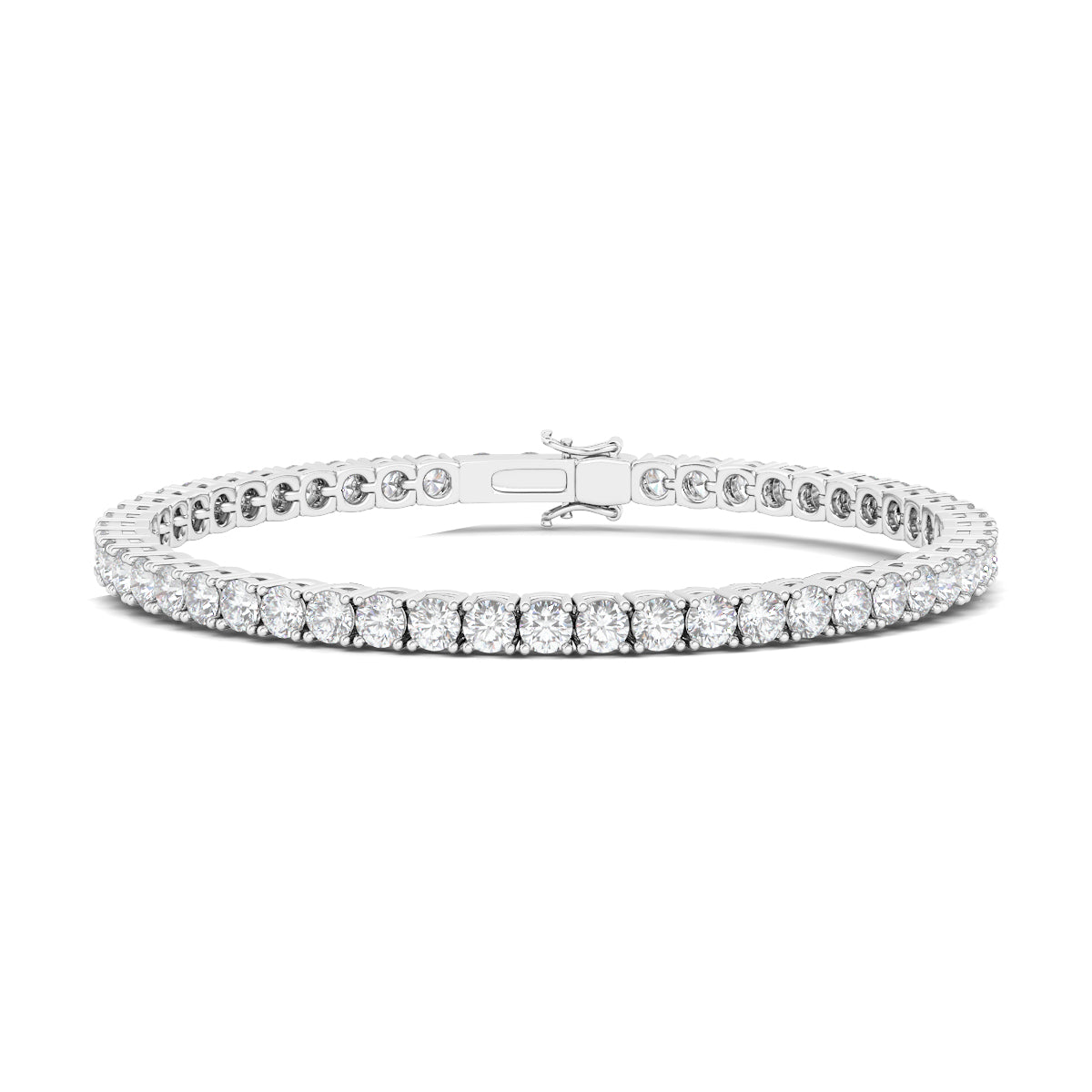 4 Prong Round Cut Diamond Tennis Bracelet for Women - Elegant 14K White Gold Diamond Bracelet for Wedding, Anniversary & Special Occasions