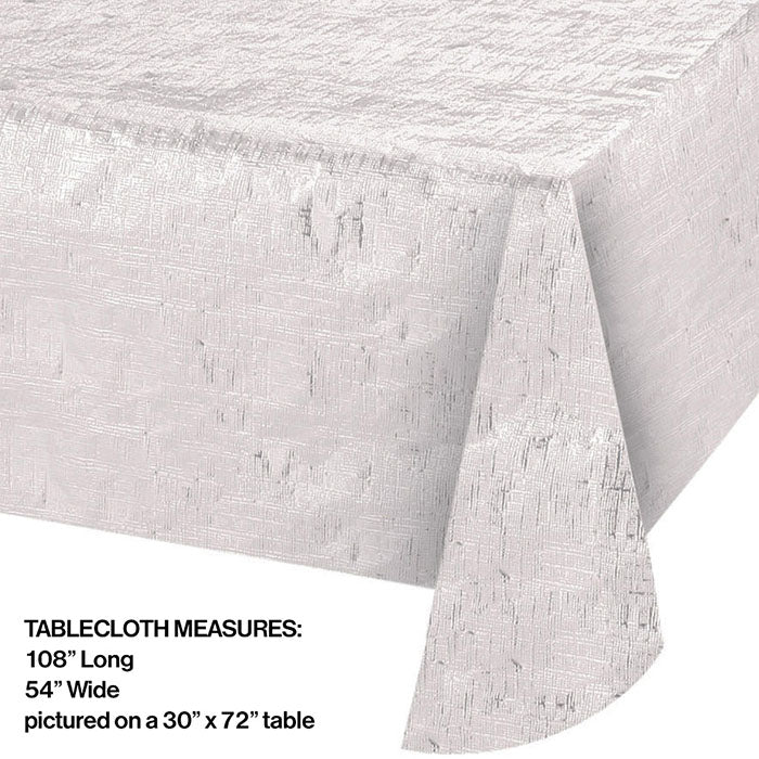 12-Piece Bulk Opalescent White Metallic Table Covers - Disposable Party Decor for Weddings, Birthdays & Events