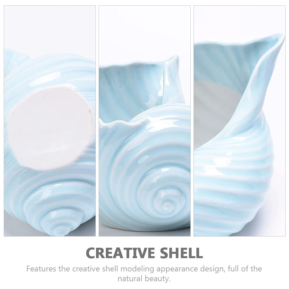 FOMIYES 1pc Ceramic Conch Shell Planter - Mini Bonsai Flower Pot for Indoor Plants, Succulents, Office Desk Decor, Lotus & Small Plants - Unique Shell Shape Decorative Planter for Home, Garden & Office Use