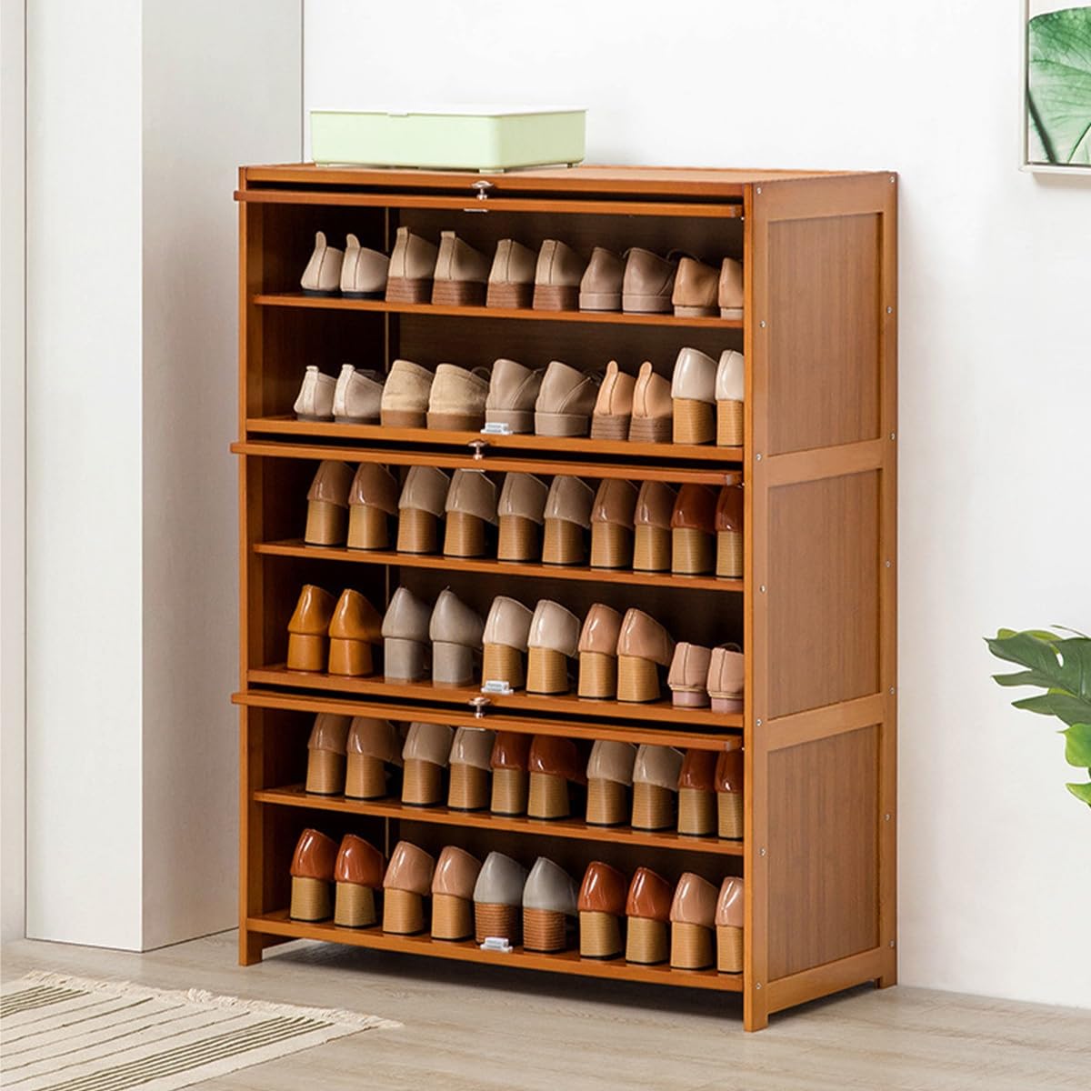 6-Tier Bamboo Shoe Cabinet - Freestanding Shoe Rack & Entryway Organizer for Closet, Bedroom, Living Room Storage - Natural Wood Shoe Shelf for Home Decor