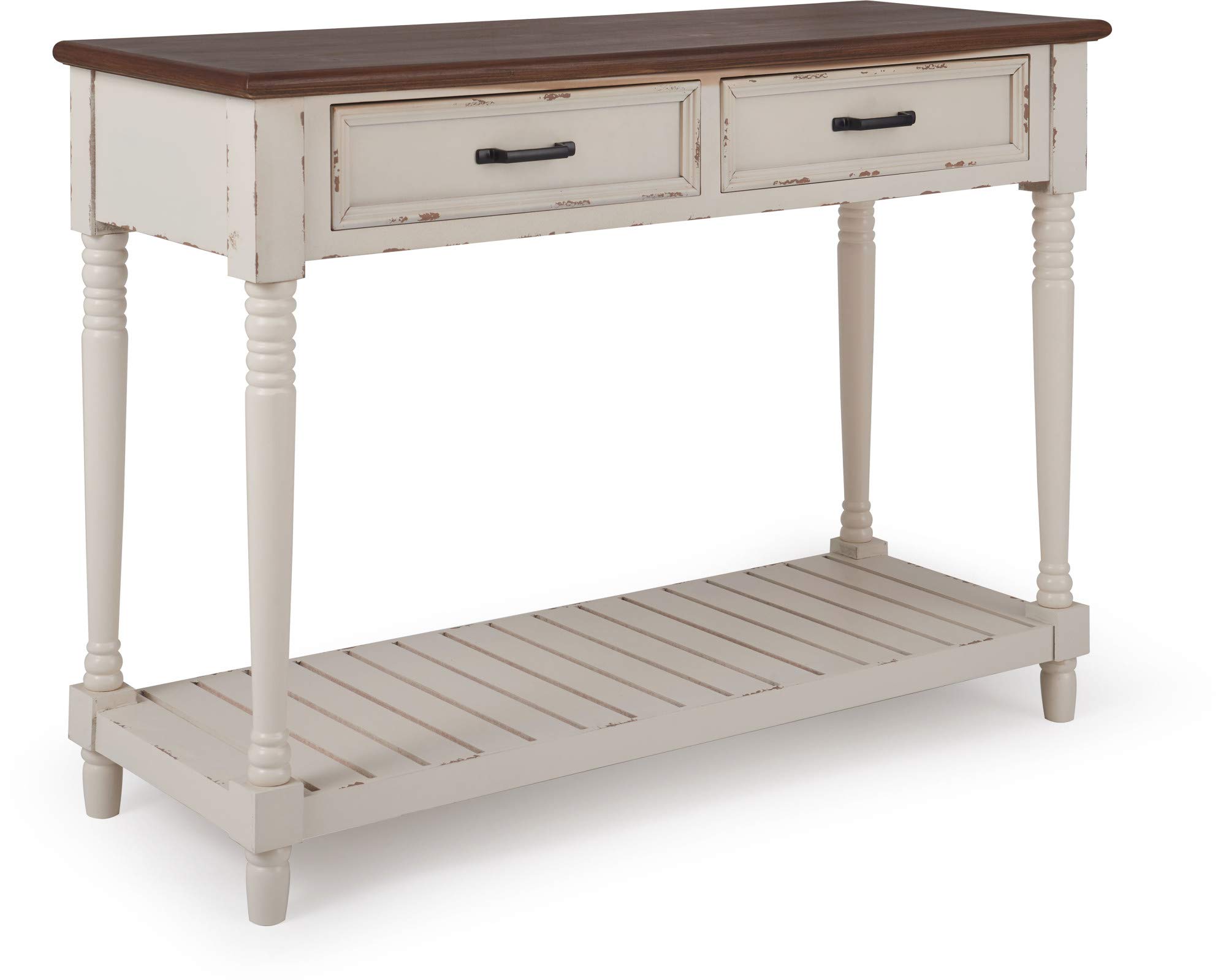 ClickDecor Baker Modern Console Table - White Entryway Storage & Home Office Writing Desk with 2 Drawers | Mid-Century Living Room Furniture for Small Spaces | Perfect for Hallway Organization, Apartment Decor & Workspace Solutions