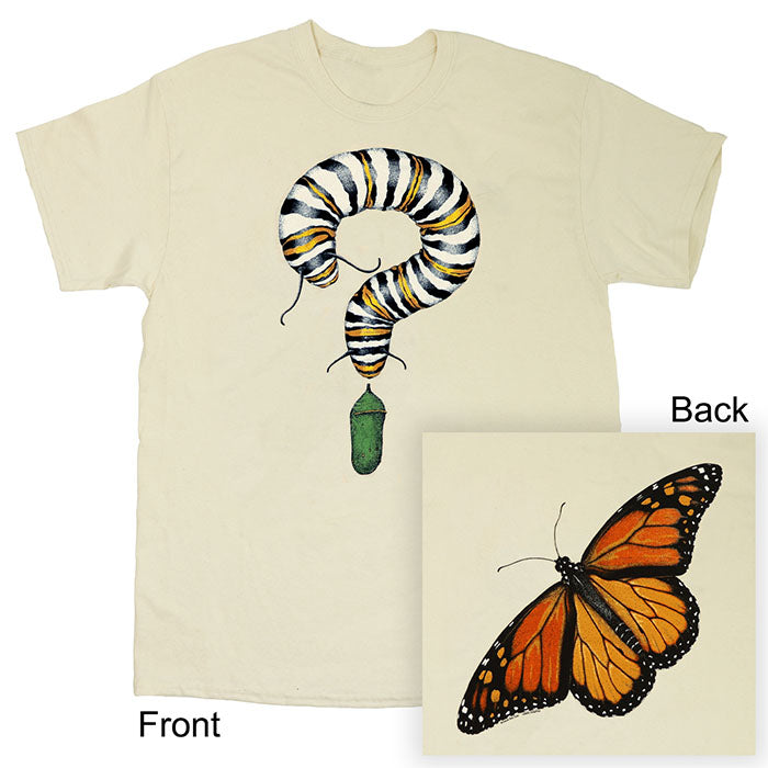 Monarch Butterfly Metamorphosis Graphic T-Shirt - Soft Cotton Tee for Nature Lovers - Perfect for Hiking, Gardening & Outdoor Adventures