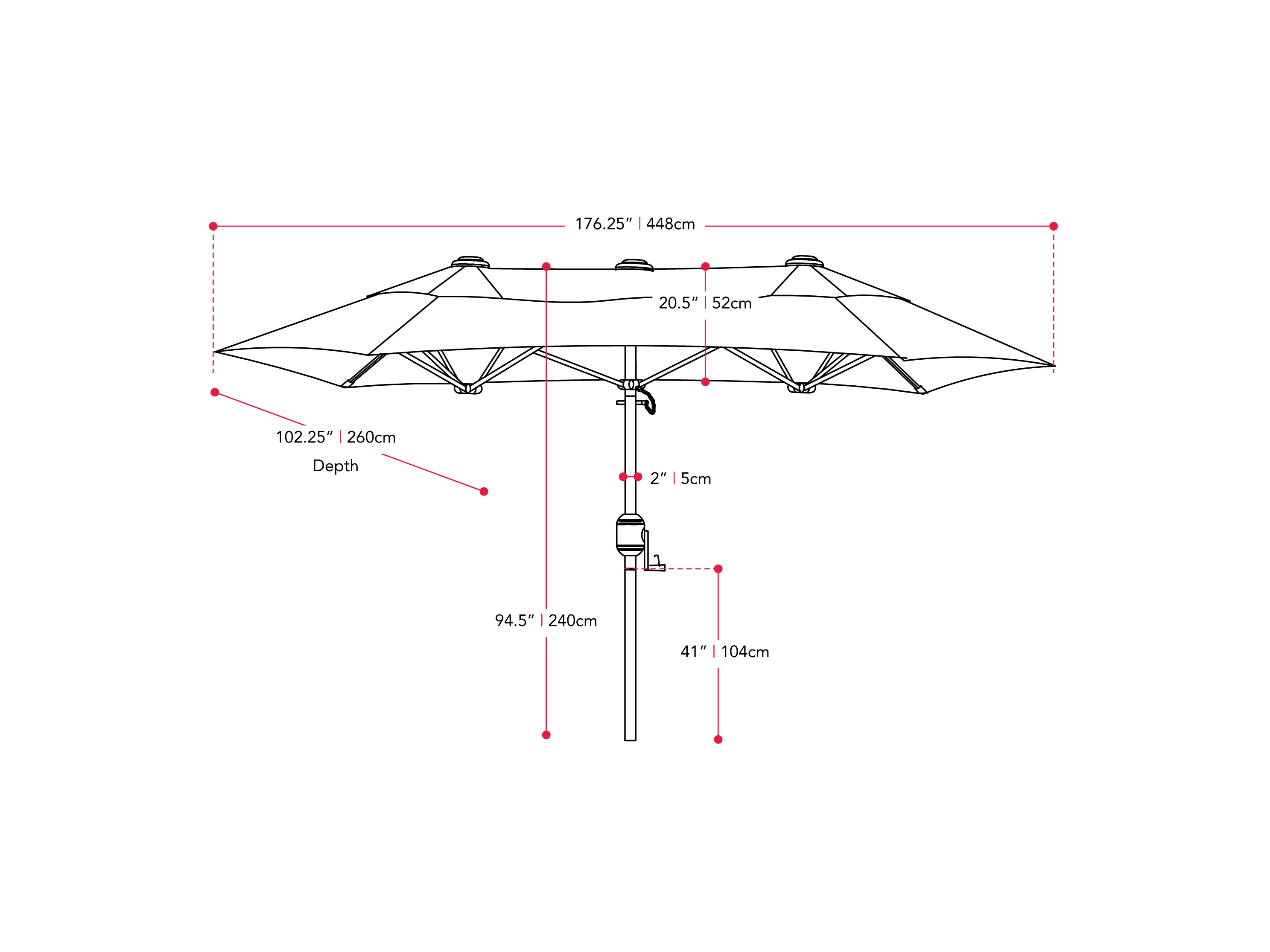 15ft Black Double Patio Umbrella - Outdoor Sun Shade for Pool, Garden, and Backyard - Heavy Duty Cantilever Umbrella with Wind Vent