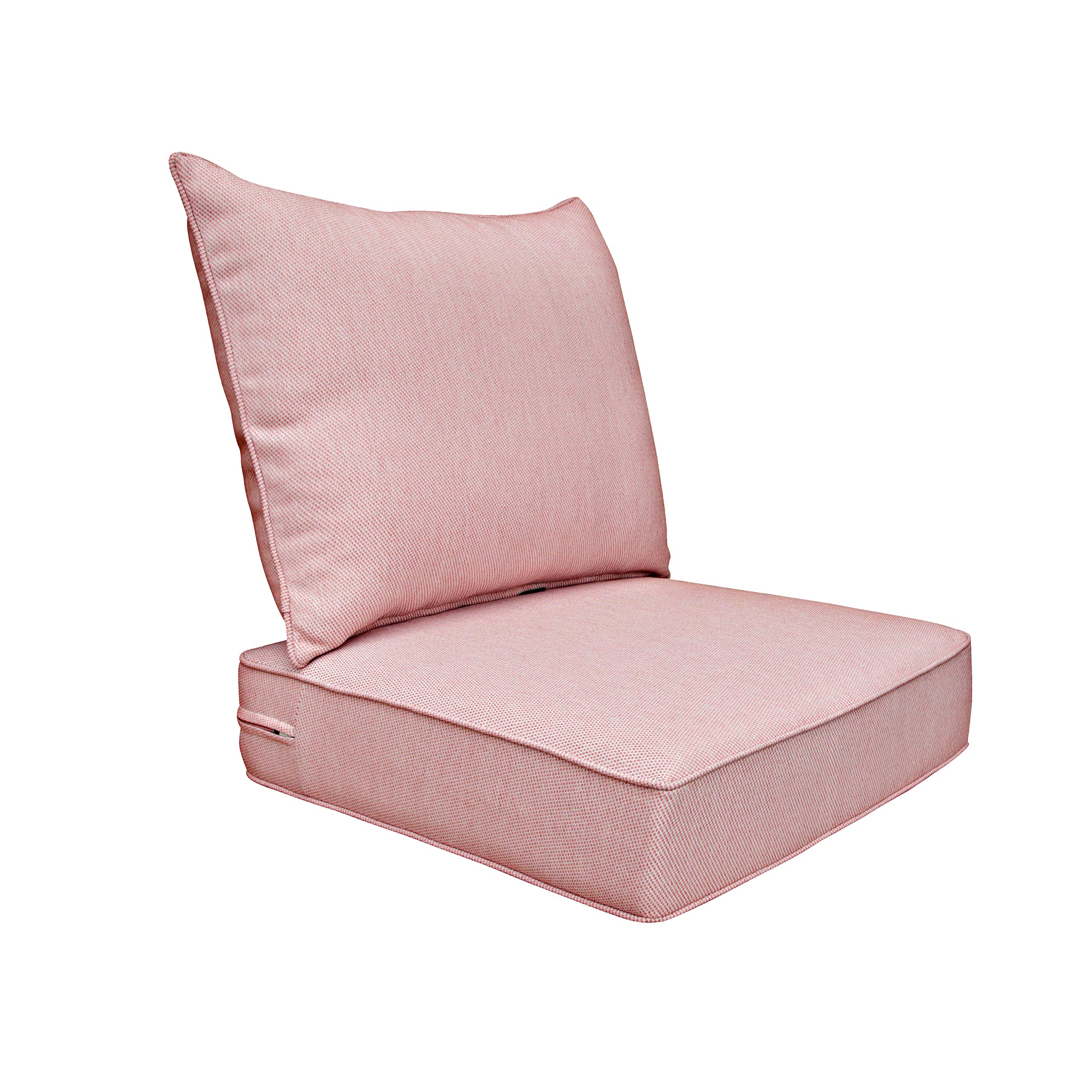 Bossima Deep Seat Chair Cushion Set for Indoor & Outdoor Use - Spring Summer Seasonal Replacement Cushions in Coral White Mix - Perfect for Patio, Deck, Poolside & Garden Furniture