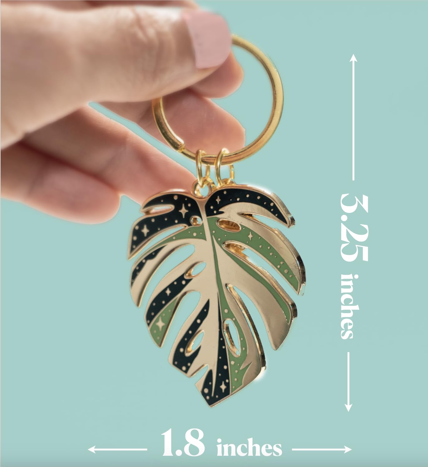 Variegated Monstera Thai Constellation Keychain - Gold & Green Plant Keychain Jewelry for Women | Unique Gifts for Plant Moms | Perfect for Home Decor, Office Accessories & Everyday Carry