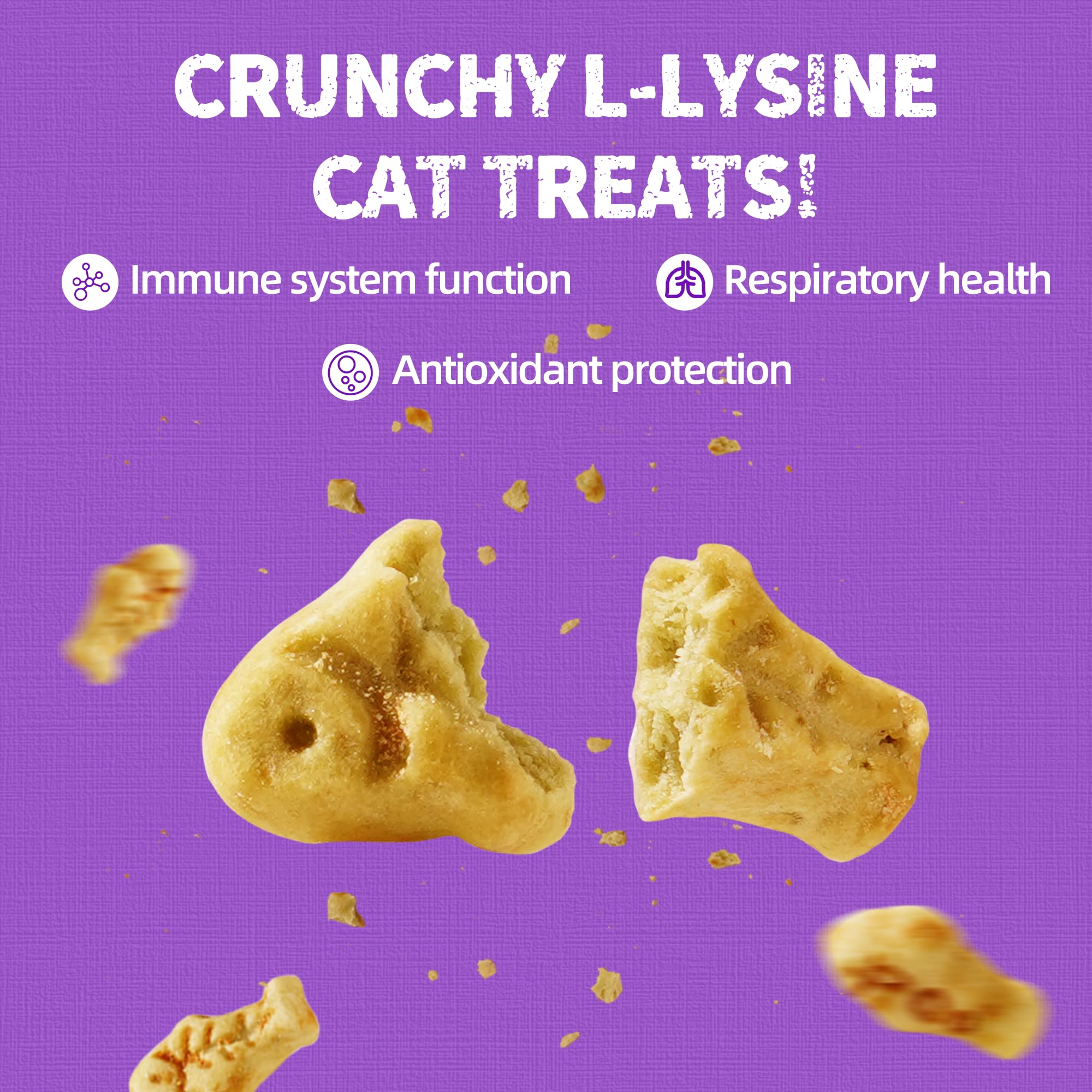 13.4 OZ Natural Salmon Flavor Lysine Cat Treats - Healthy Training Biscuits & Dental Care Snacks for Cats & Kittens - Perfect for Training Rewards and Oral Health Maintenance