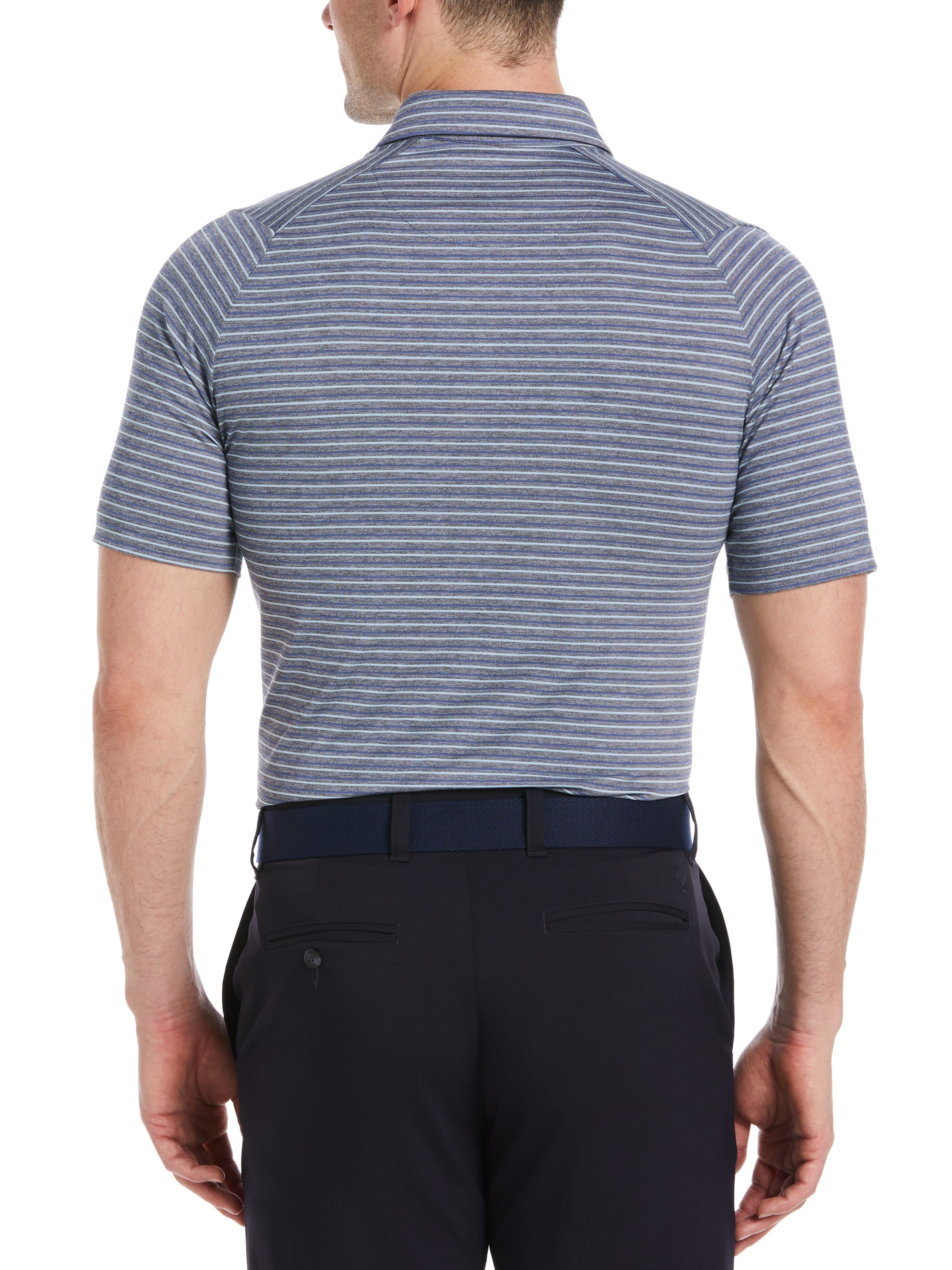 Men's Soft Touch Stripe Golf Polo Shirt - Breathable Moisture-Wicking Performance Tee for Golf, Casual Wear & Outdoor Activities