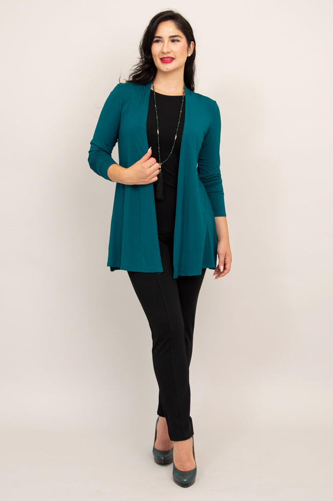 Eco-Friendly Bamboo Chopra Jacket in Teal - Sustainable Lightweight Outerwear for Yoga, Travel & Casual Wear