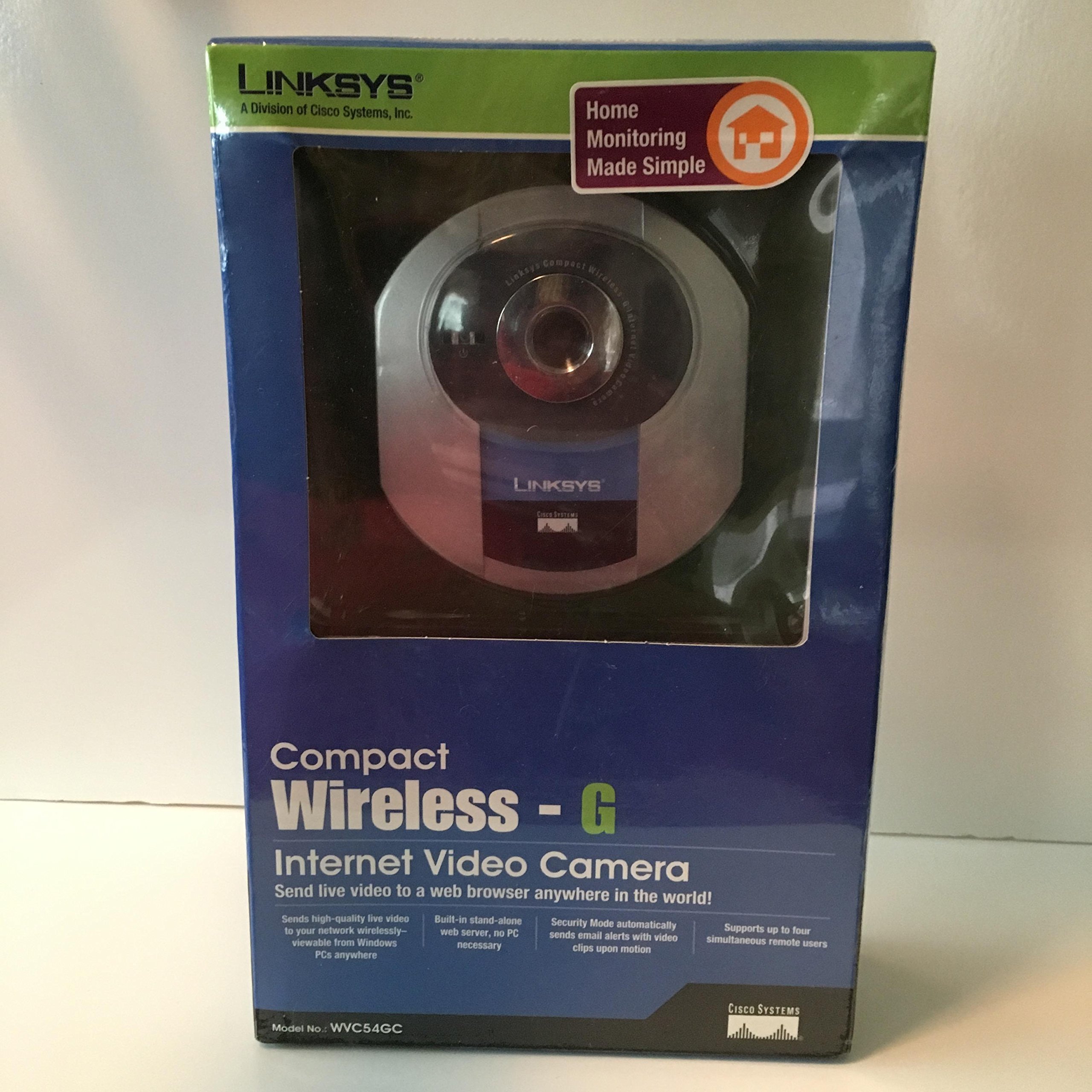 Linksys Compact Wireless-G Internet Security Camera for Home & Office Surveillance - Indoor/Outdoor Monitoring, Baby & Pet Watching, Night Vision